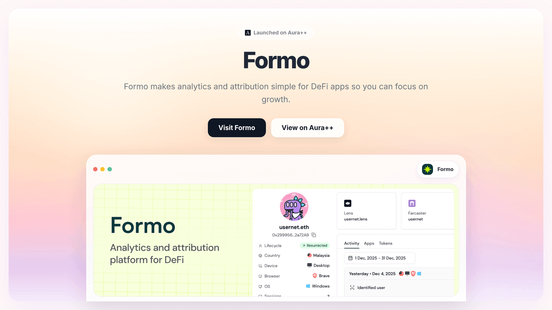 Formo launch story featured image on Aura++