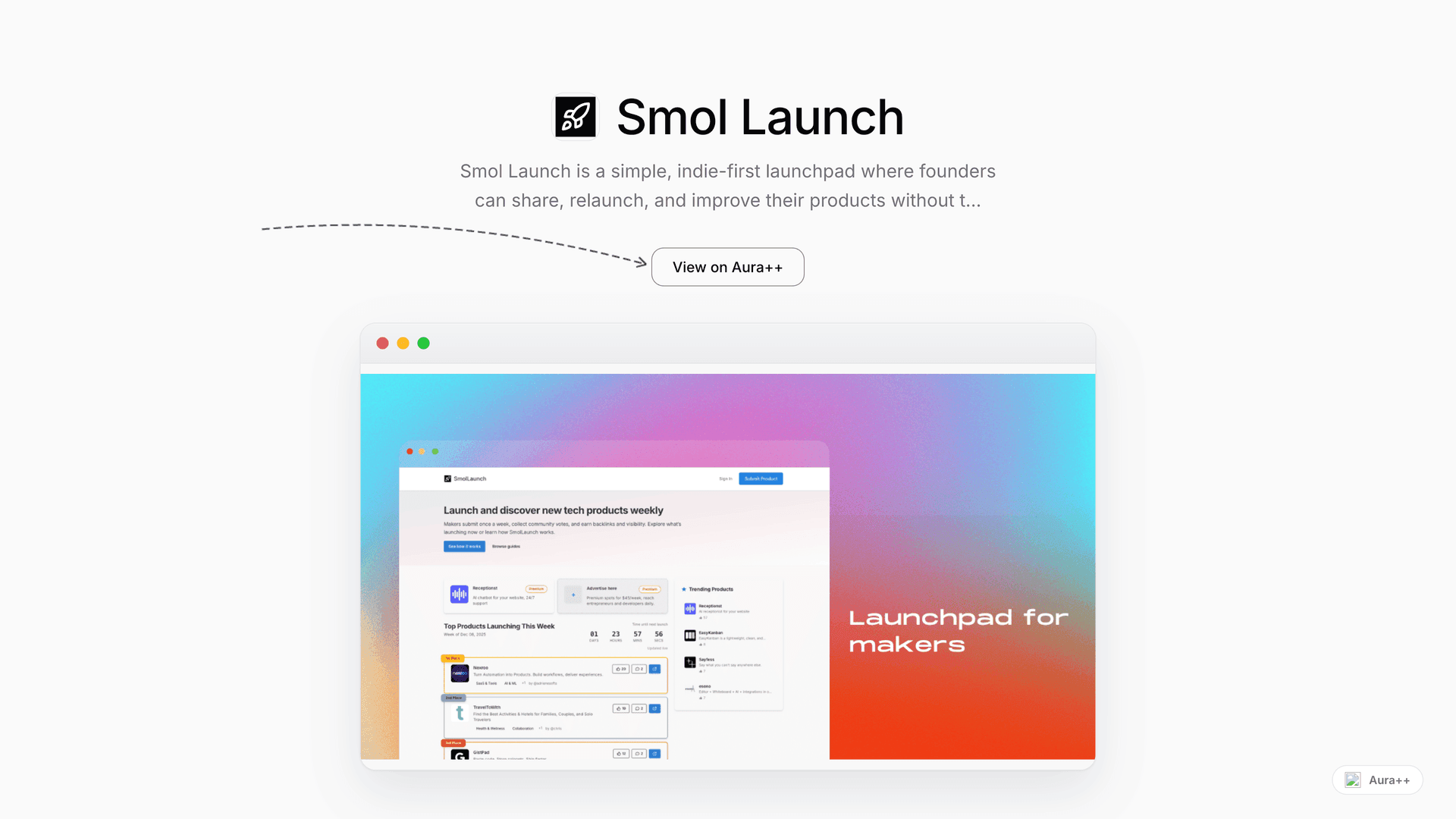 Smol Launch launch story featured image on Aura++