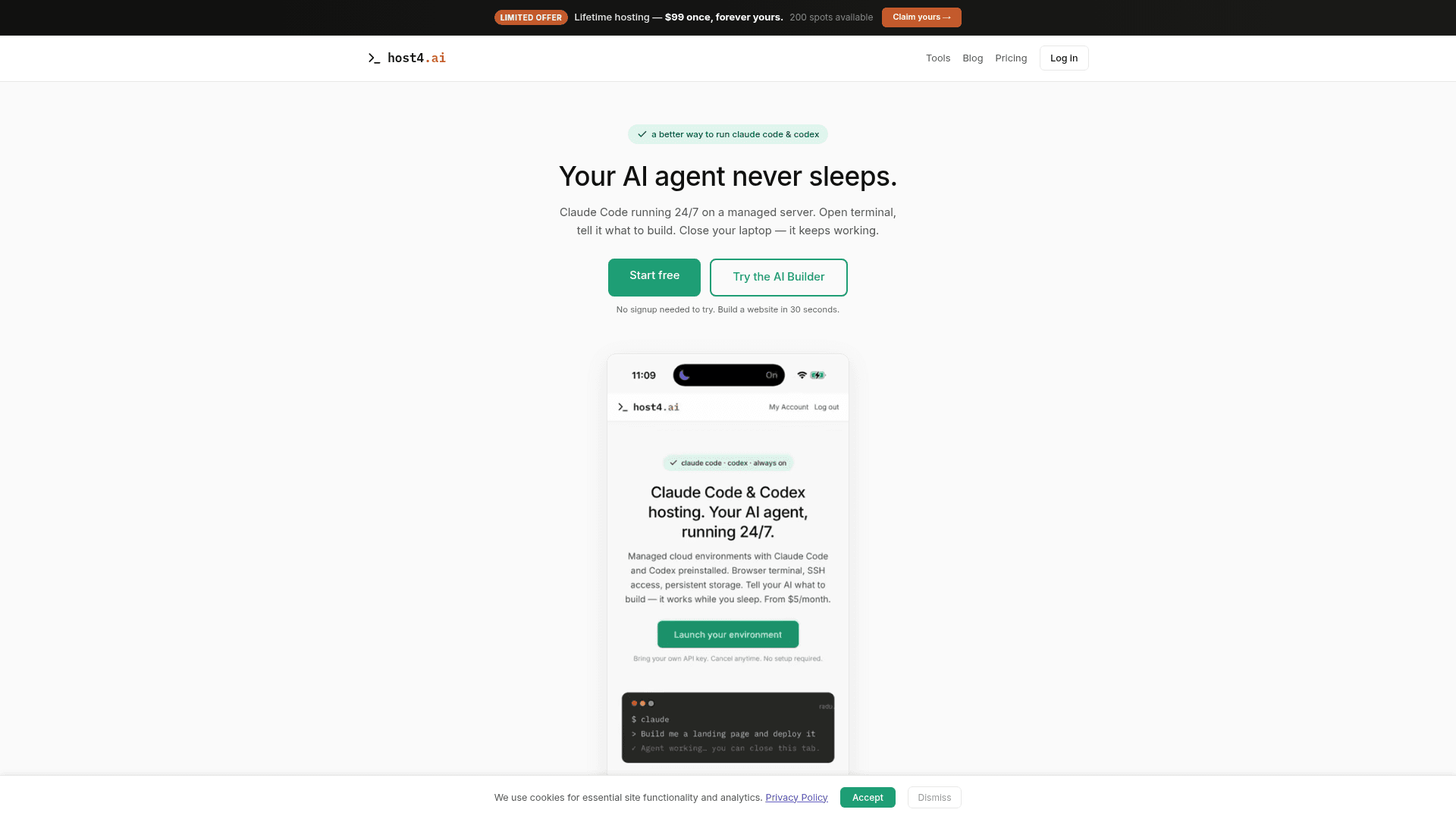 host4.ai product preview for startup listing on Aura++