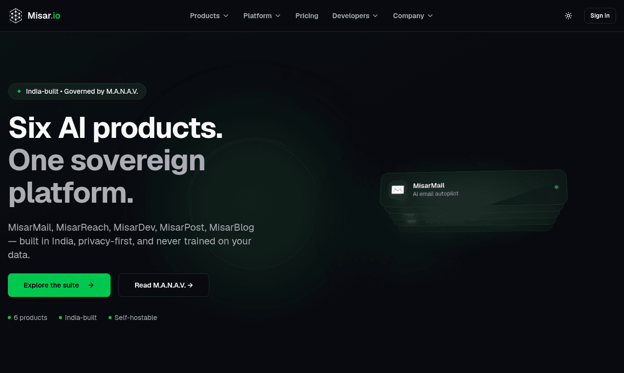 Misar.IO product preview for startup listing on Aura++
