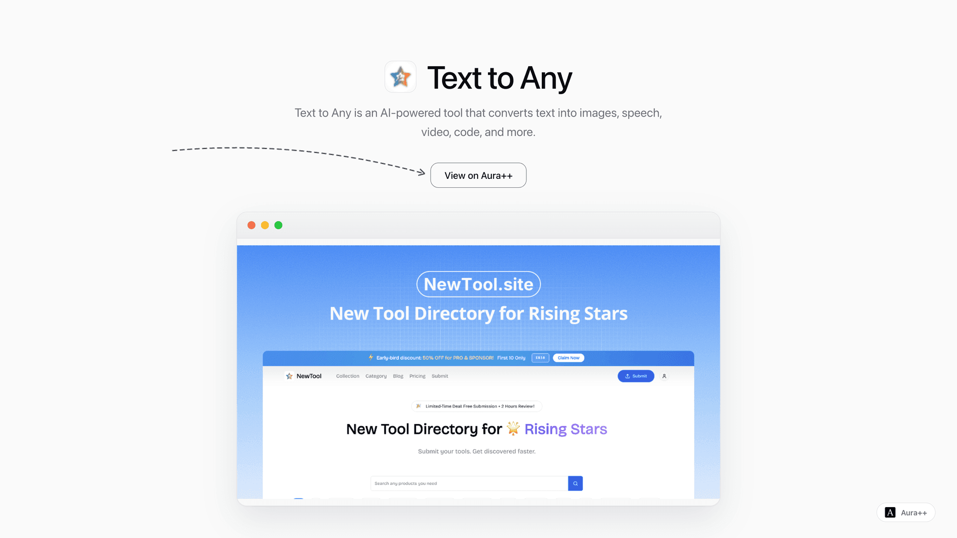 Text to Any launch story featured image on Aura++