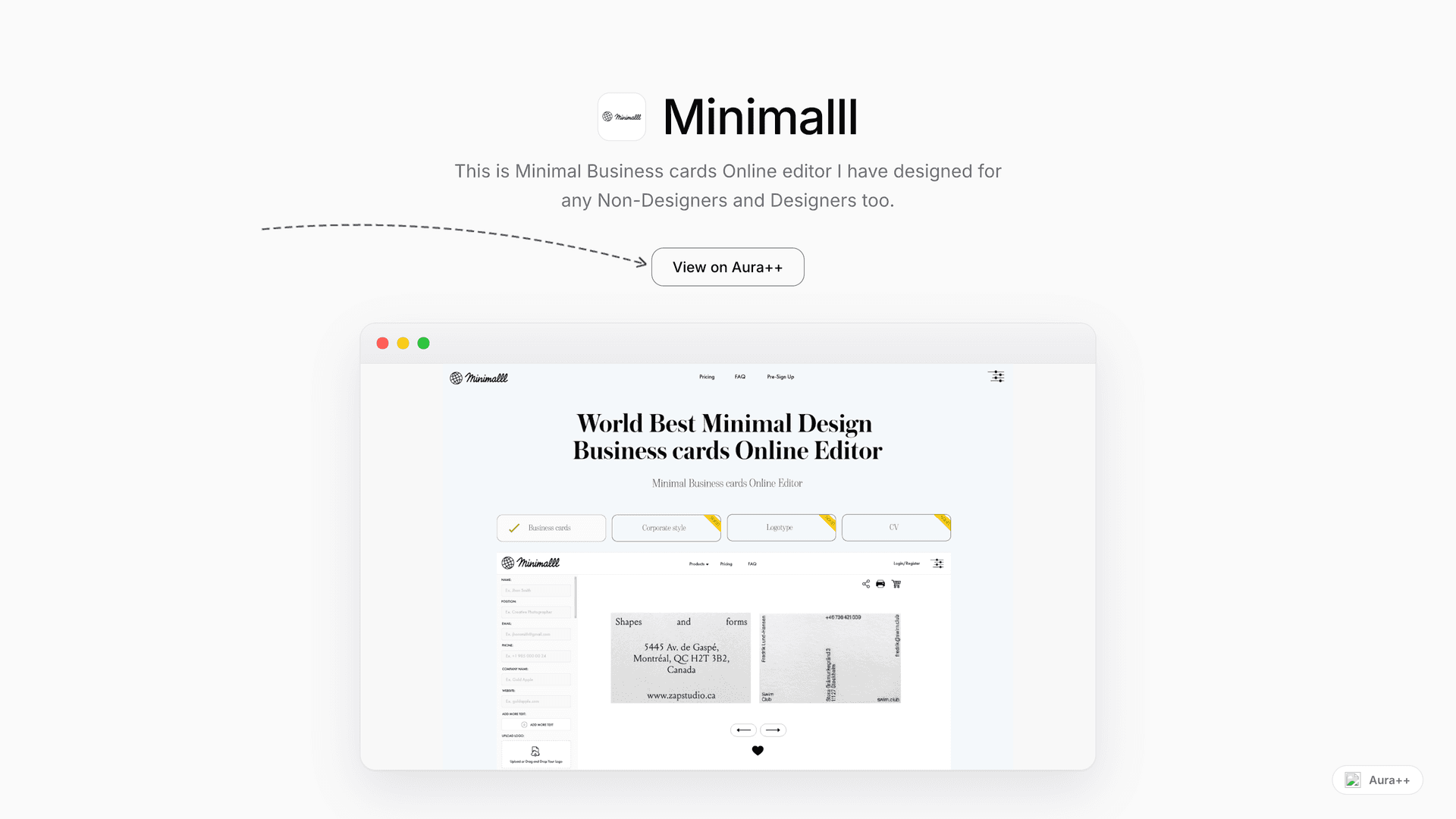 Minimalll launch story featured image on Aura++