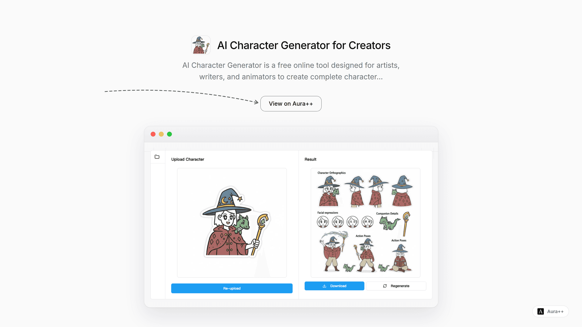 AI Character Generator for Creators launch story featured image on Aura++