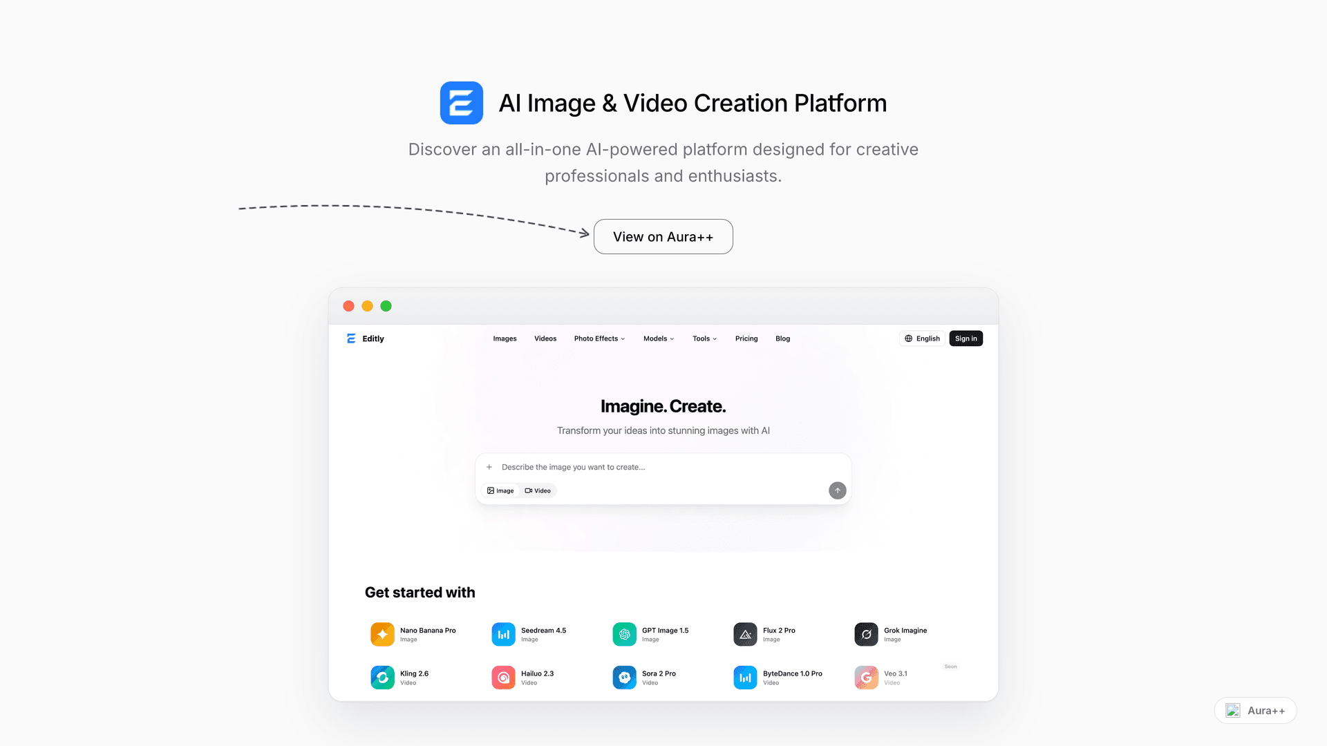 AI Image & Video Creation Platform launch story featured image on Aura++