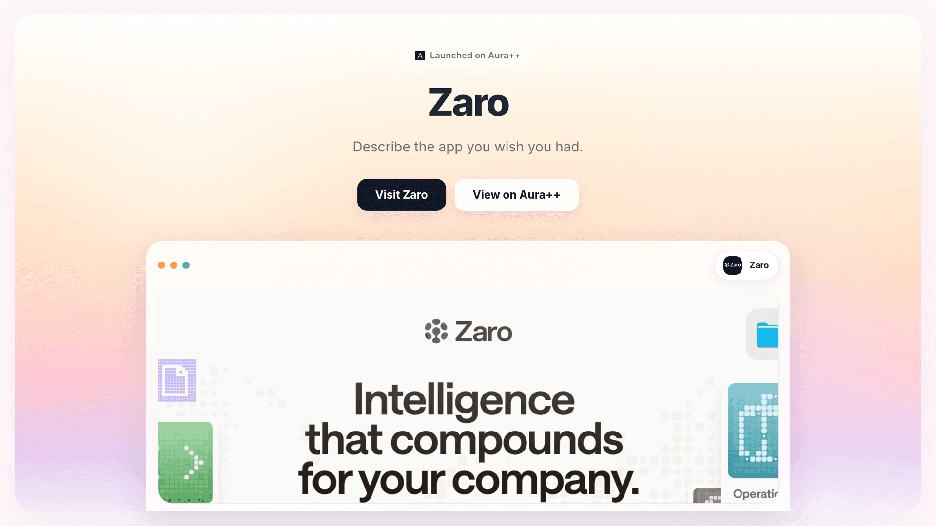 Zaro launch story featured image on Aura++