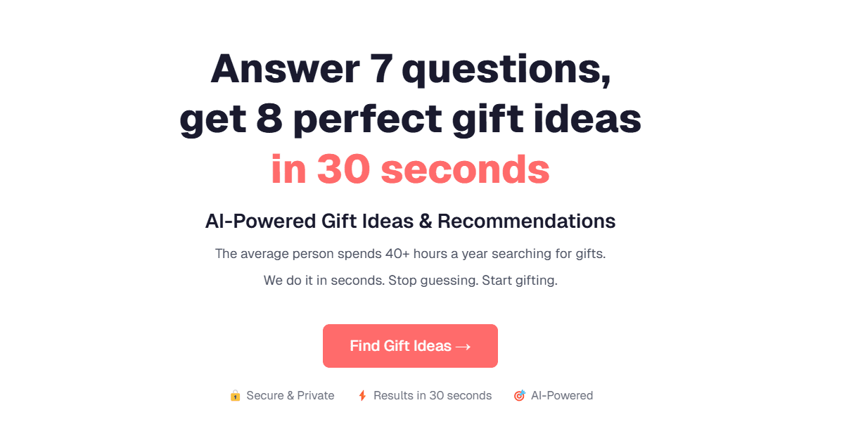 Discover Gift Ideas product preview for startup listing on Aura++