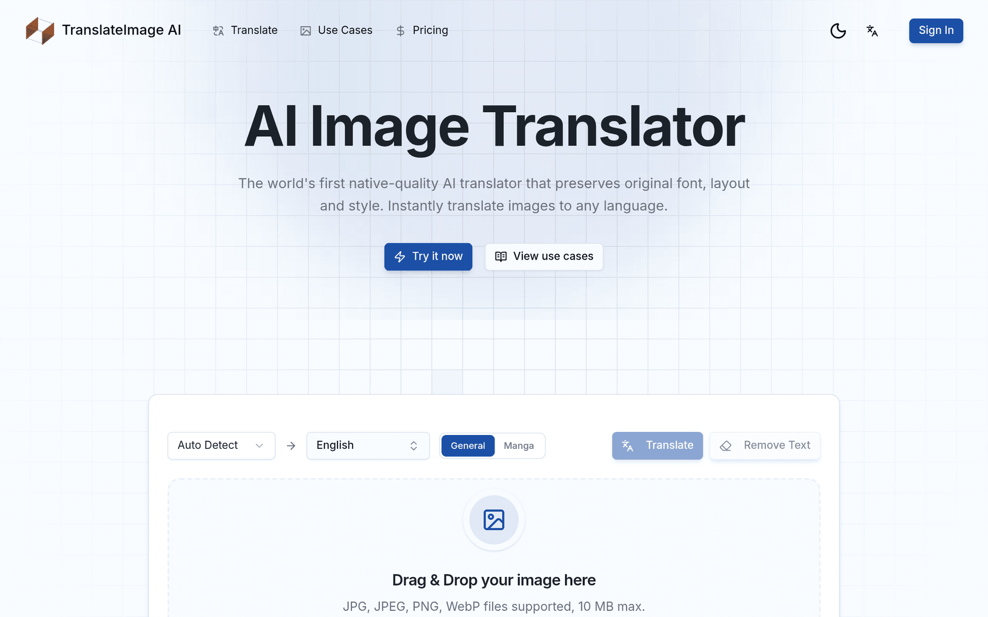 TranslateImage AI product preview for startup listing on Aura++