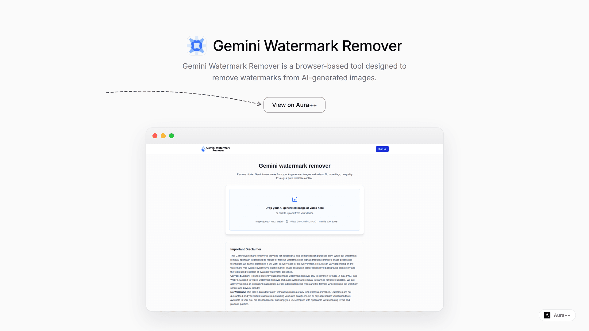 Gemini Watermark Remover launch story featured image on Aura++