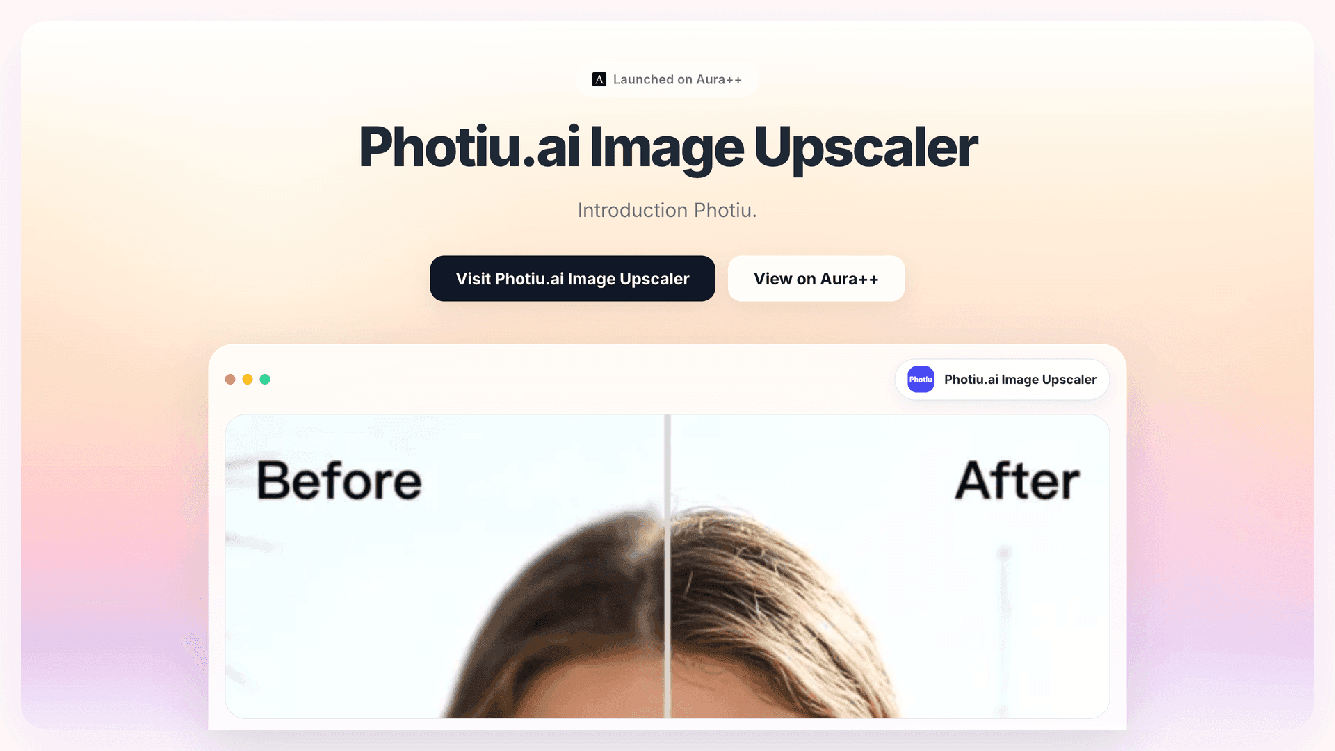 Photiu.ai Image Upscaler launch story featured image on Aura++