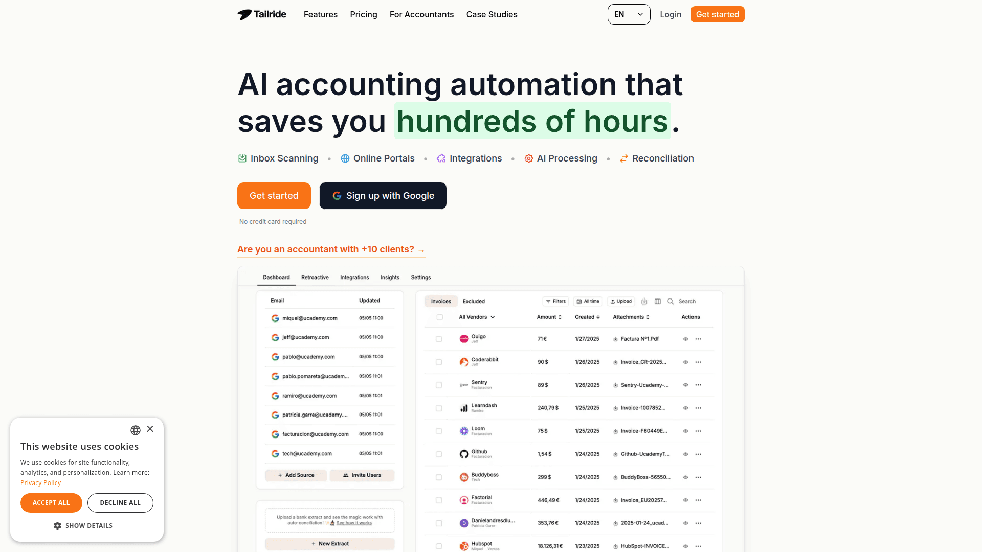 Tailride product preview for startup listing on Aura++