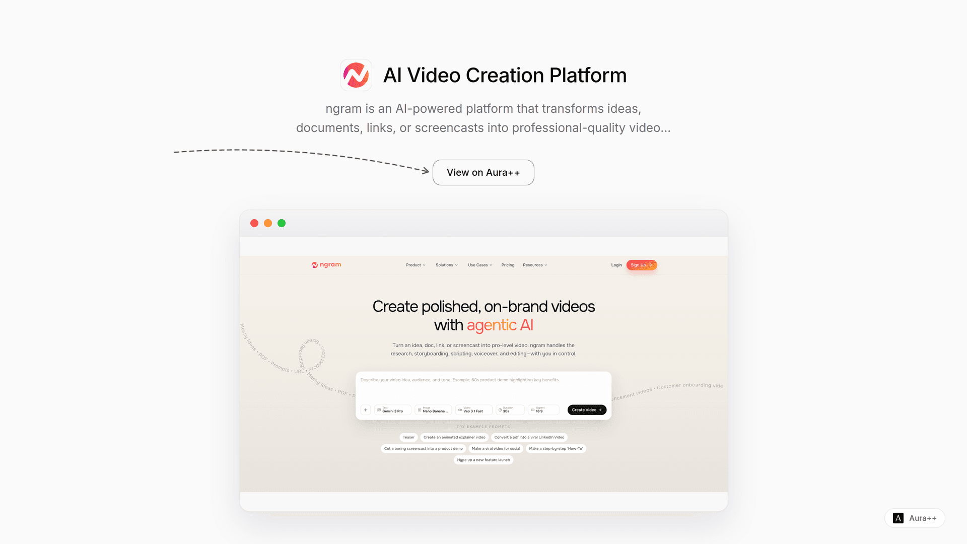 AI Video Creation Platform launch story featured image on Aura++