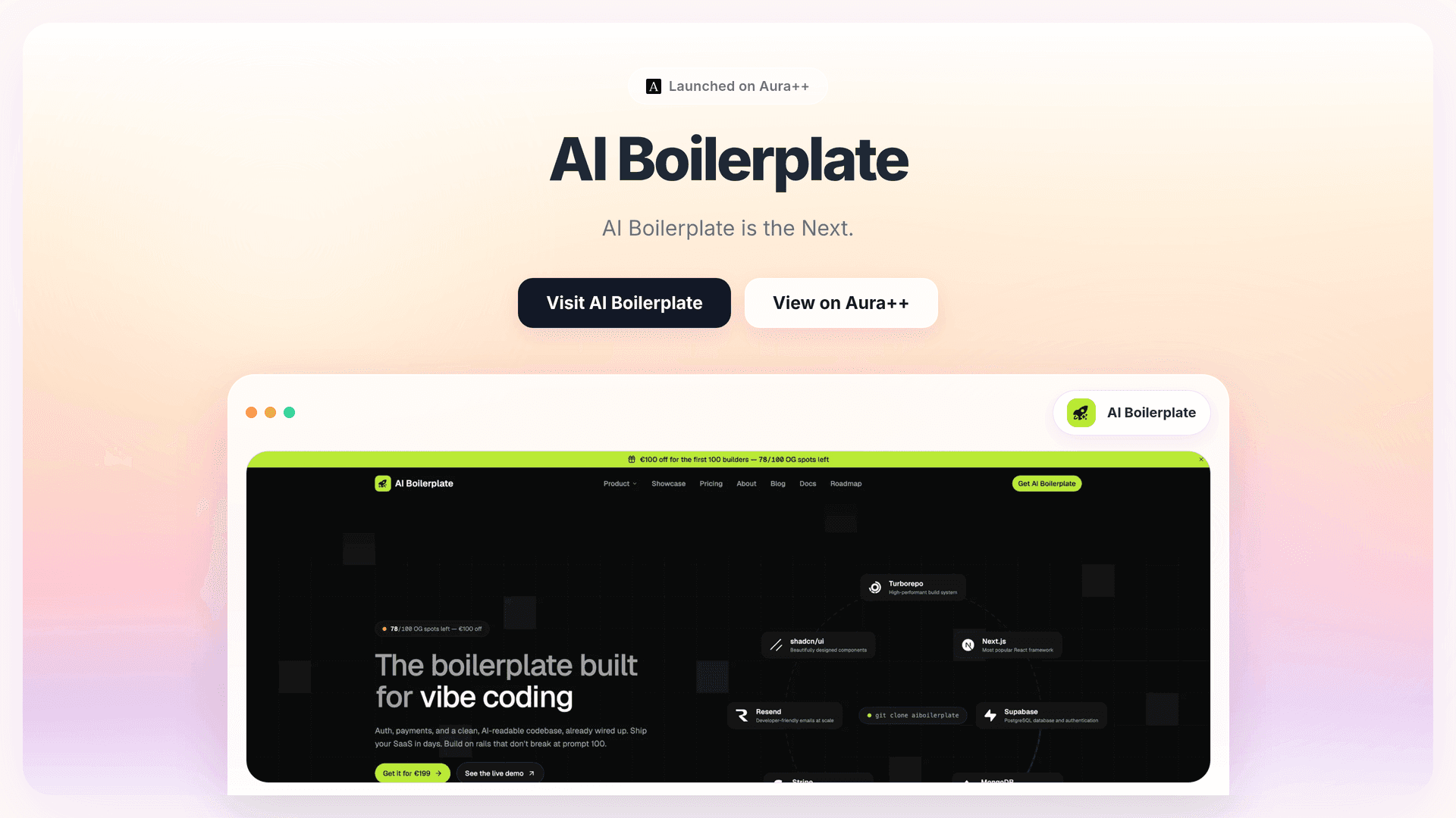 AI Boilerplate launch story featured image on Aura++