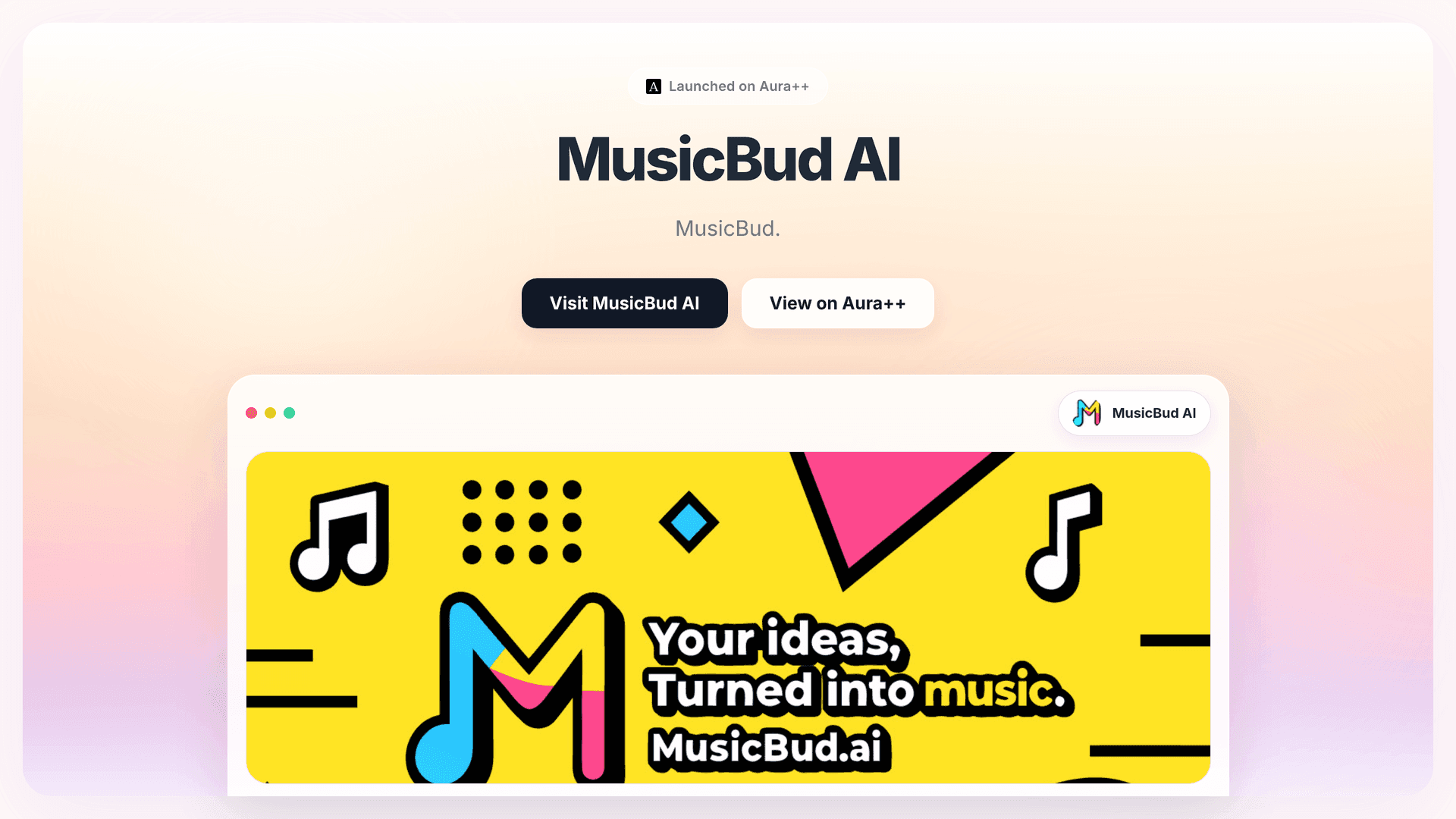 MusicBud AI launch story featured image on Aura++