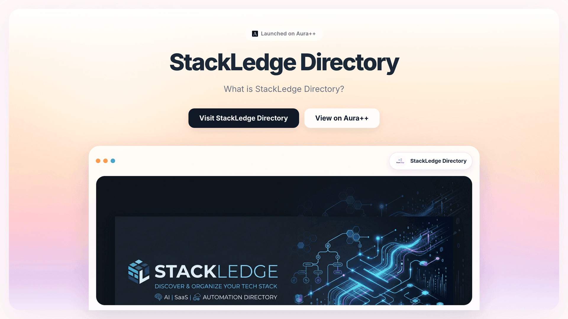 StackLedge Directory launch story featured image on Aura++