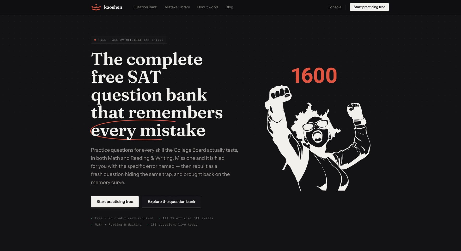 Free SAT Question Bank with Error Tracking product preview for startup listing on Aura++
