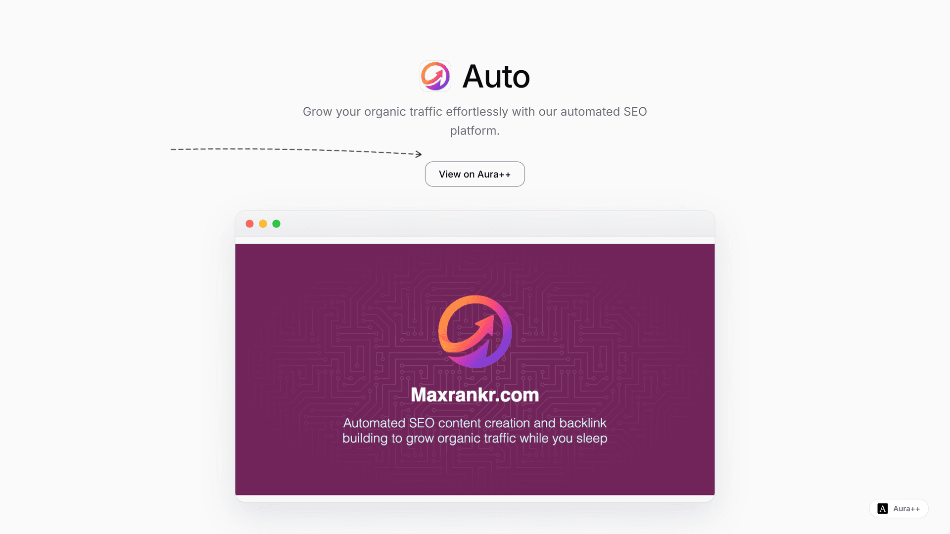 Auto-Pilot SEO Content & Backlink Builder launch story featured image on Aura++