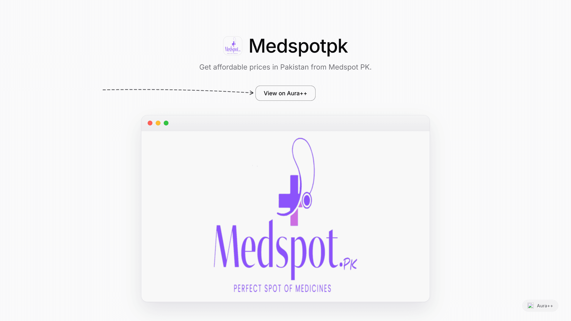 Medspotpk launch story featured image on Aura++