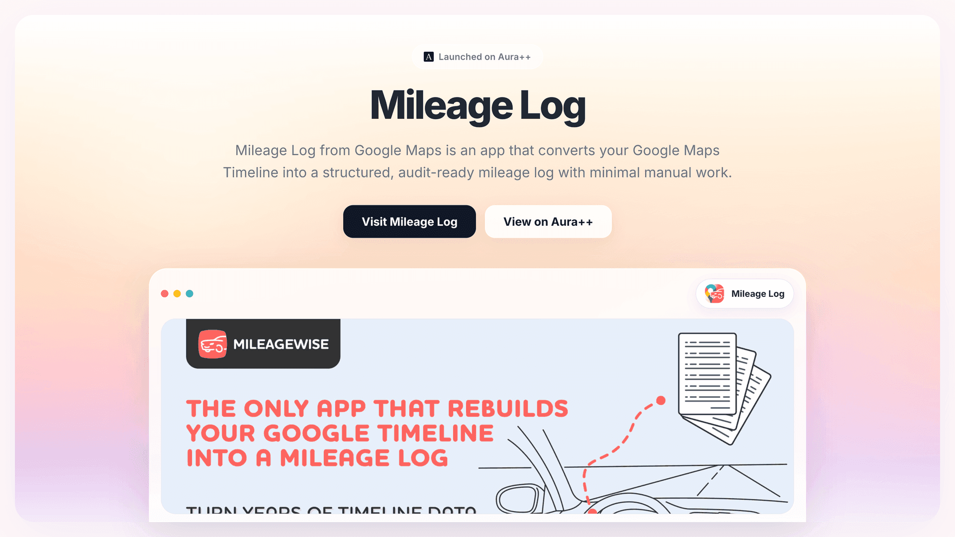 Mileage Log  launch story featured image on Aura++