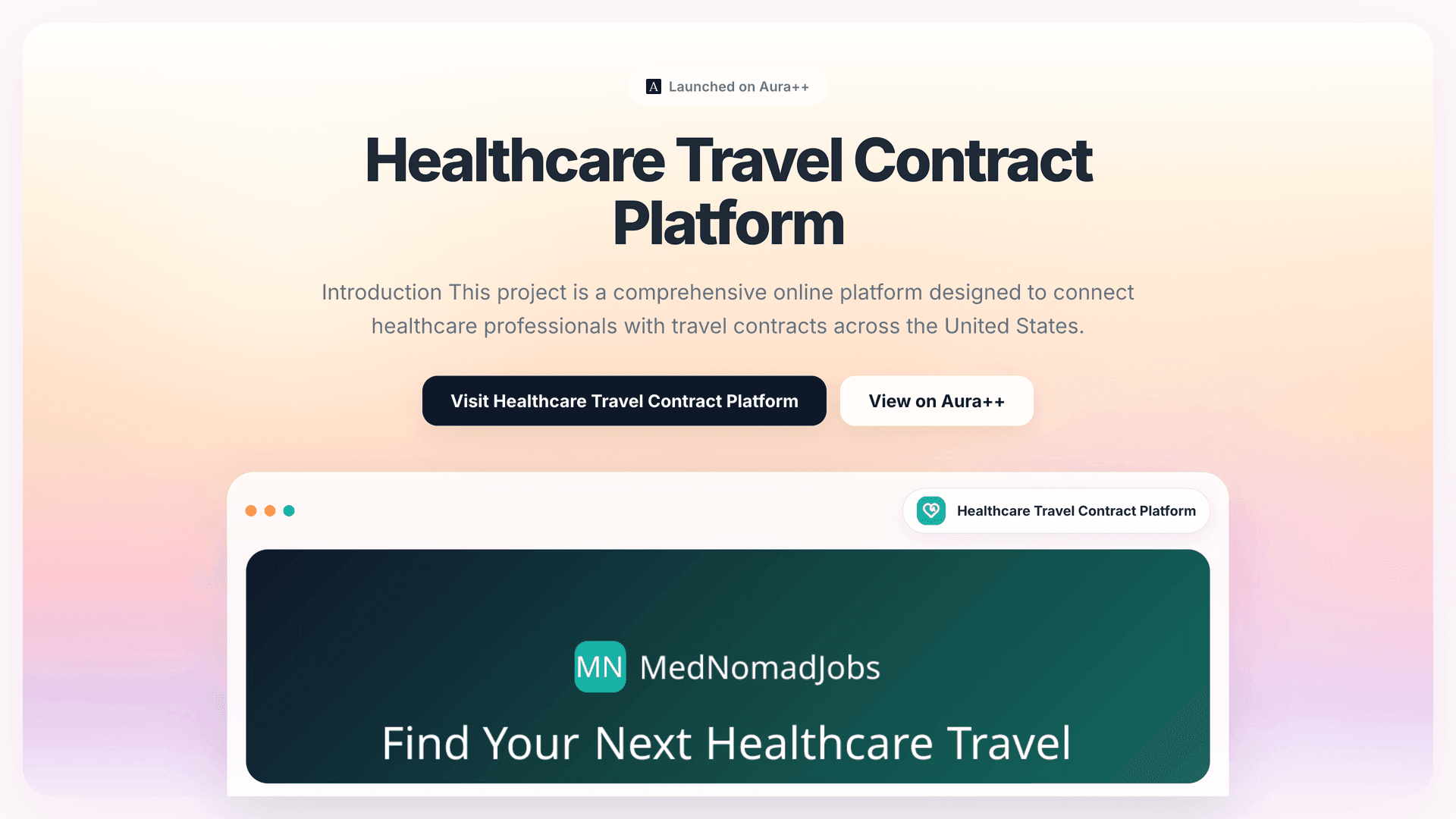 Healthcare Travel Contract Platform launch story featured image on Aura++