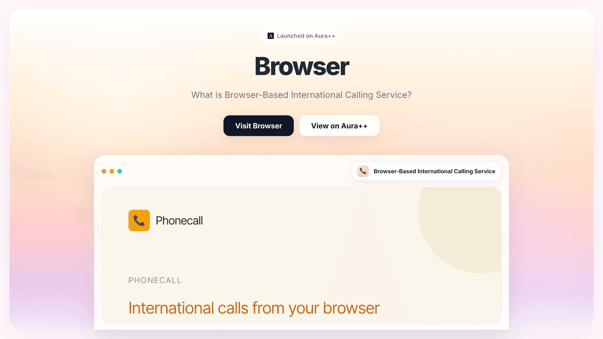 Browser-Based International Calling Service launch story featured image on Aura++