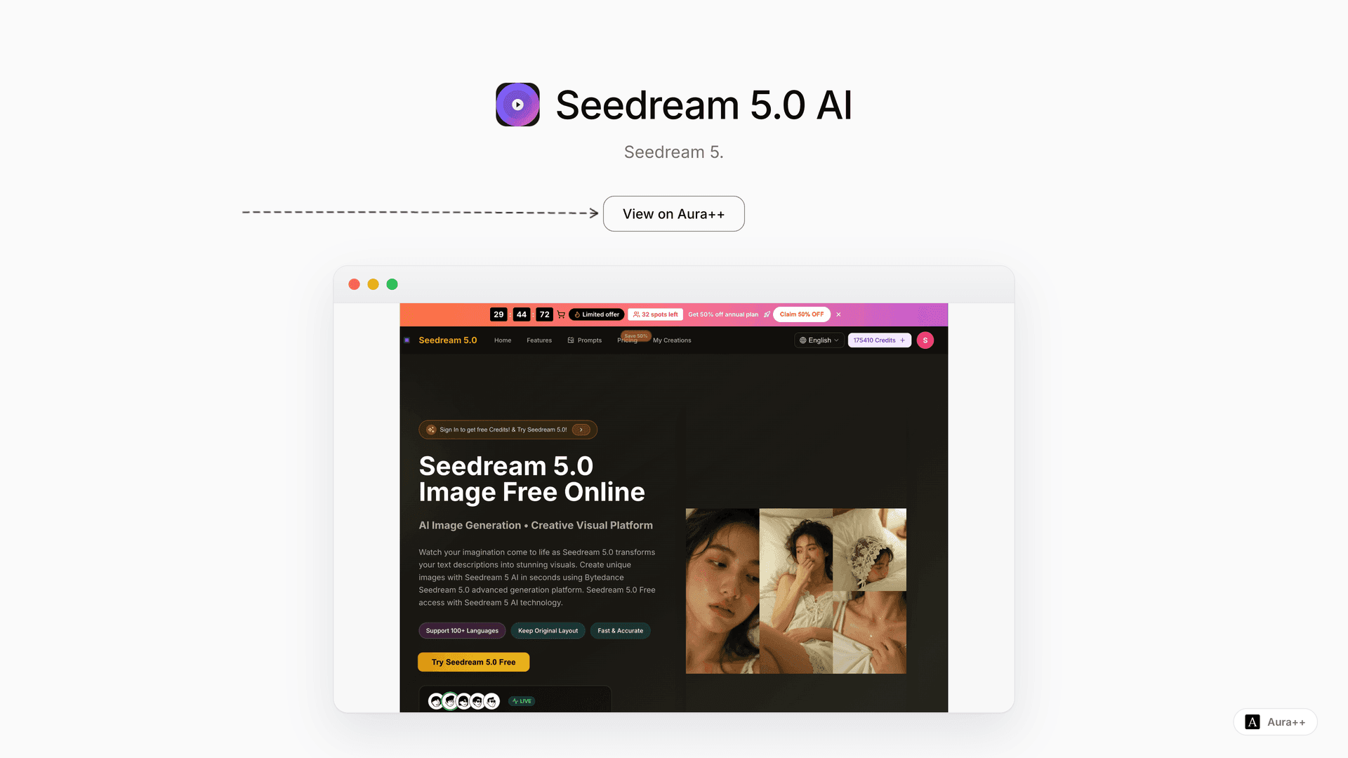 Seedream 5.0 AI launch story featured image on Aura++