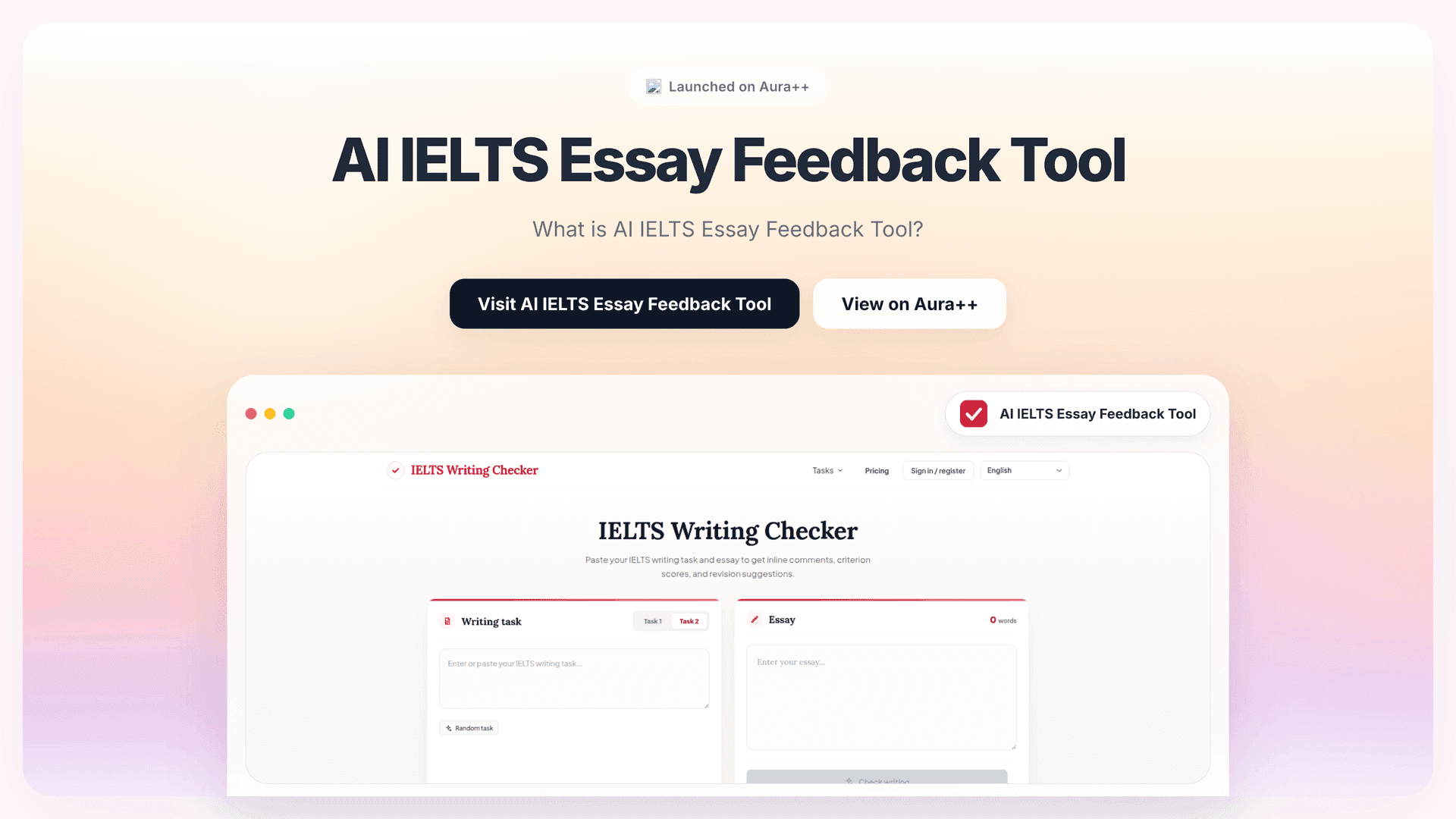 AI IELTS Essay Feedback Tool launch story featured image on Aura++