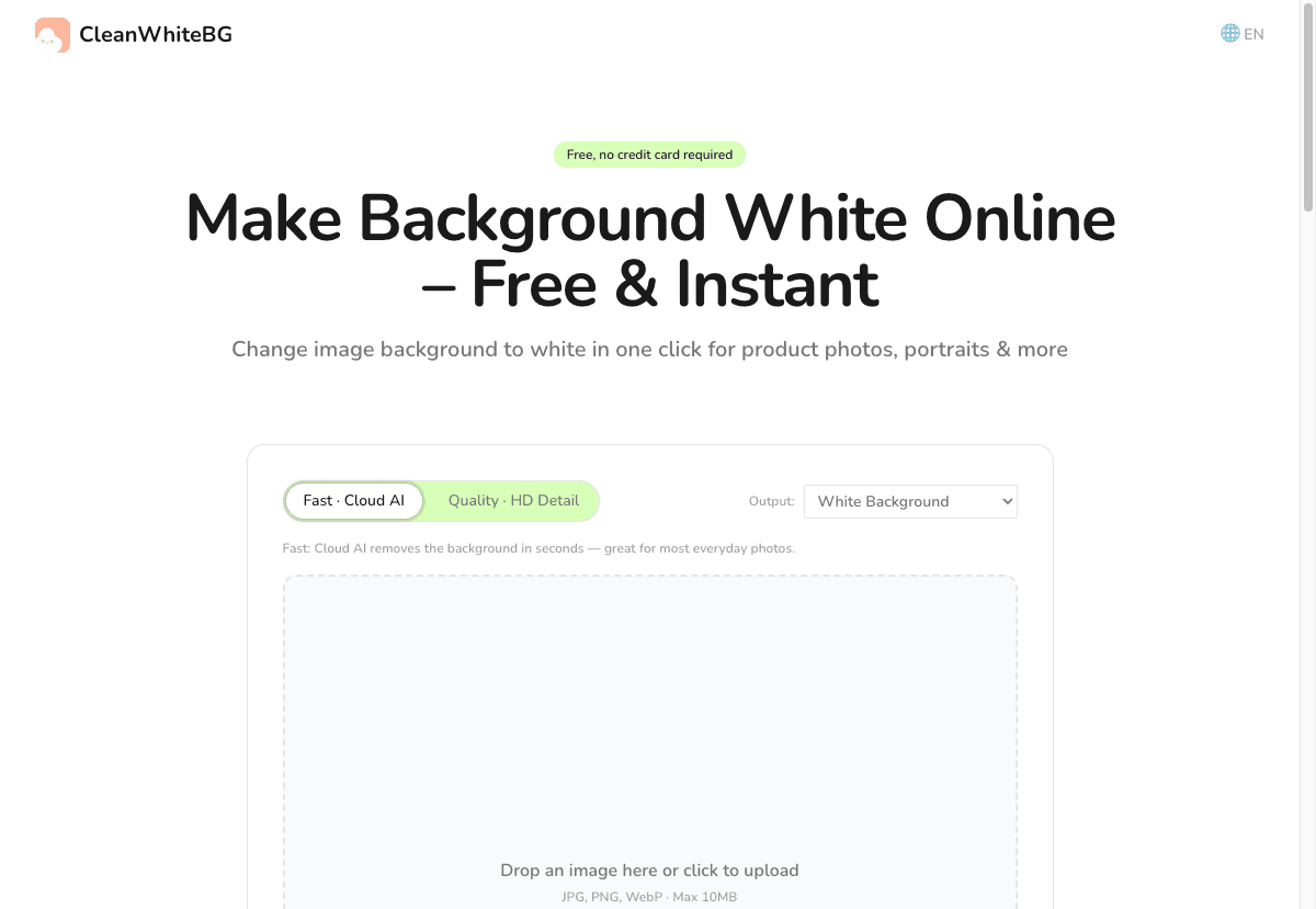 CleanWhiteBG product preview for startup listing on Aura++