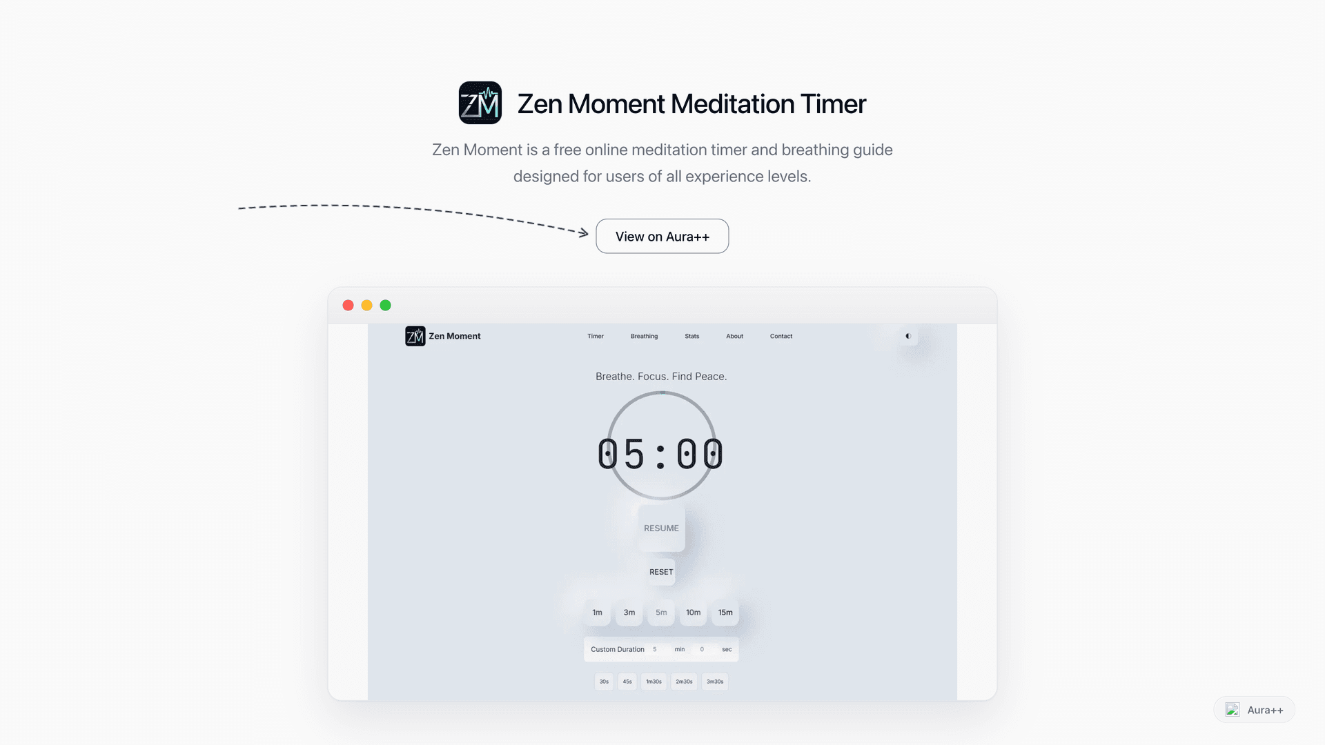 Zen Moment Meditation Timer launch story featured image on Aura++
