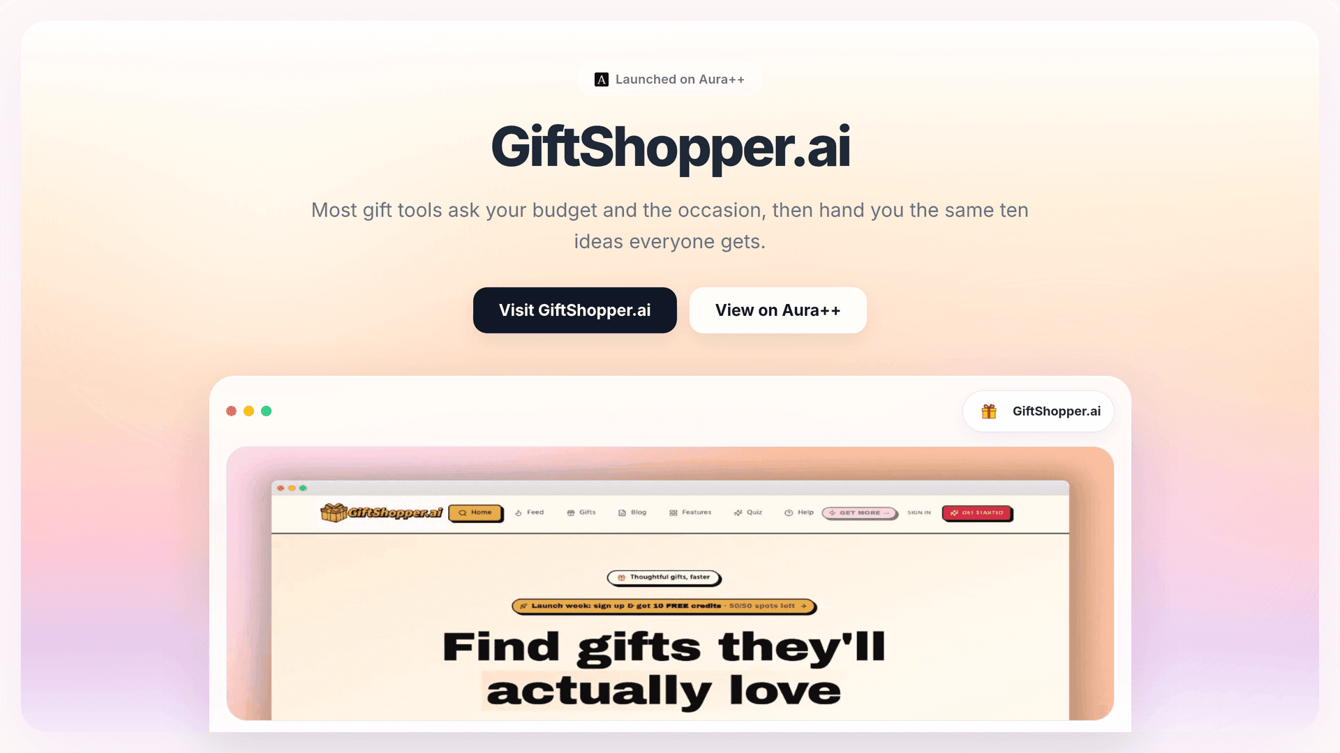 GiftShopper.ai launch story featured image on Aura++