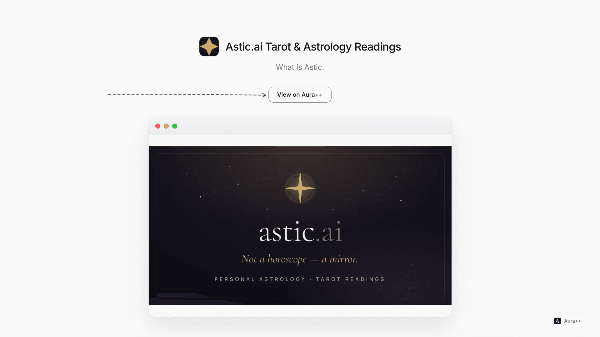 Astic.ai Tarot & Astrology Readings launch story featured image on Aura++