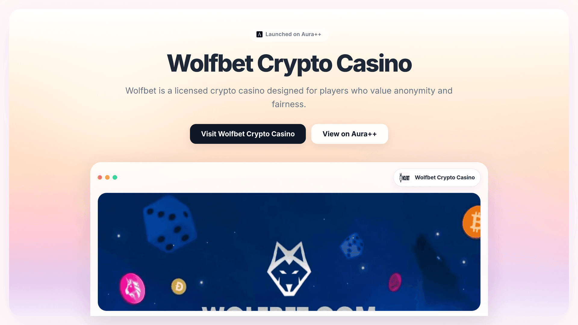 Explore Anonymity and Fairness with Wolfbet Crypto Casino