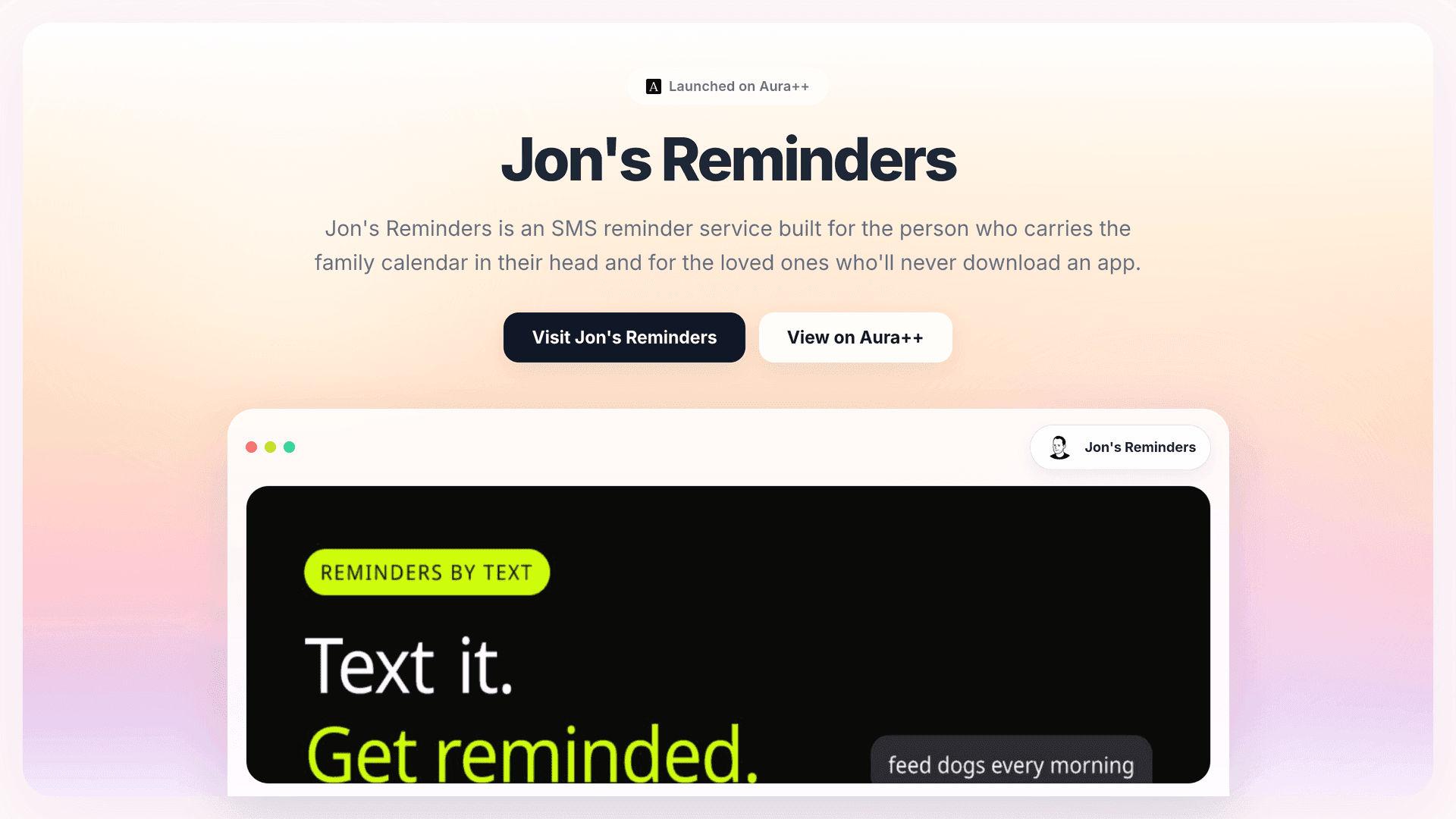 Jon's Reminders launch story featured image on Aura++
