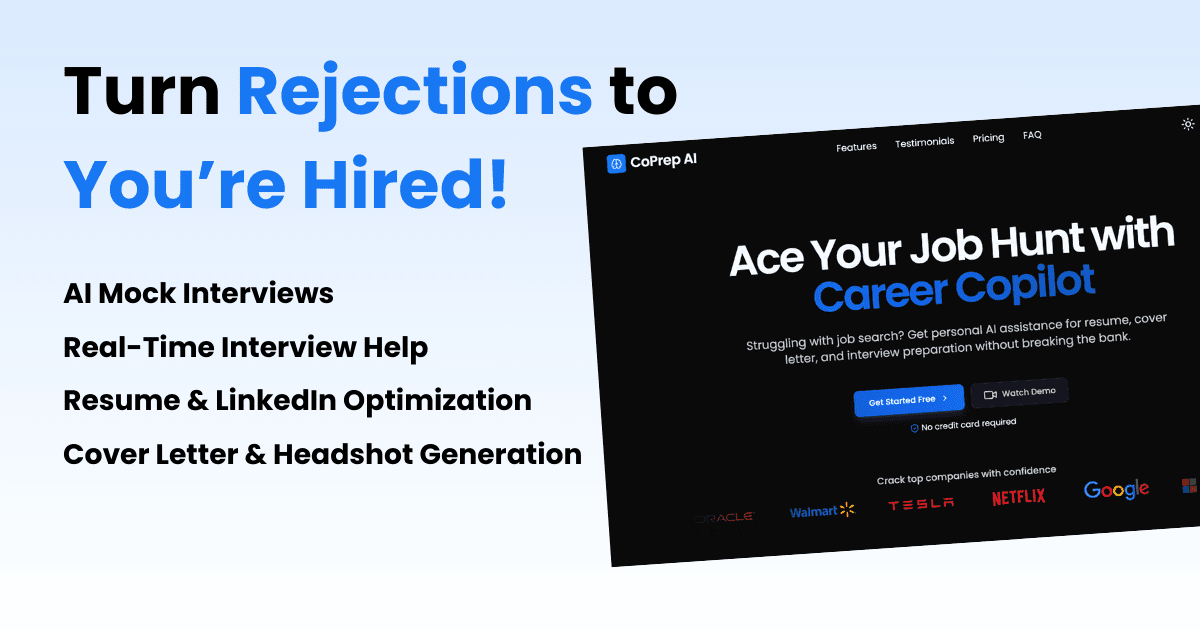 CoPrep AI - Career Copilot product preview for startup listing on Aura++