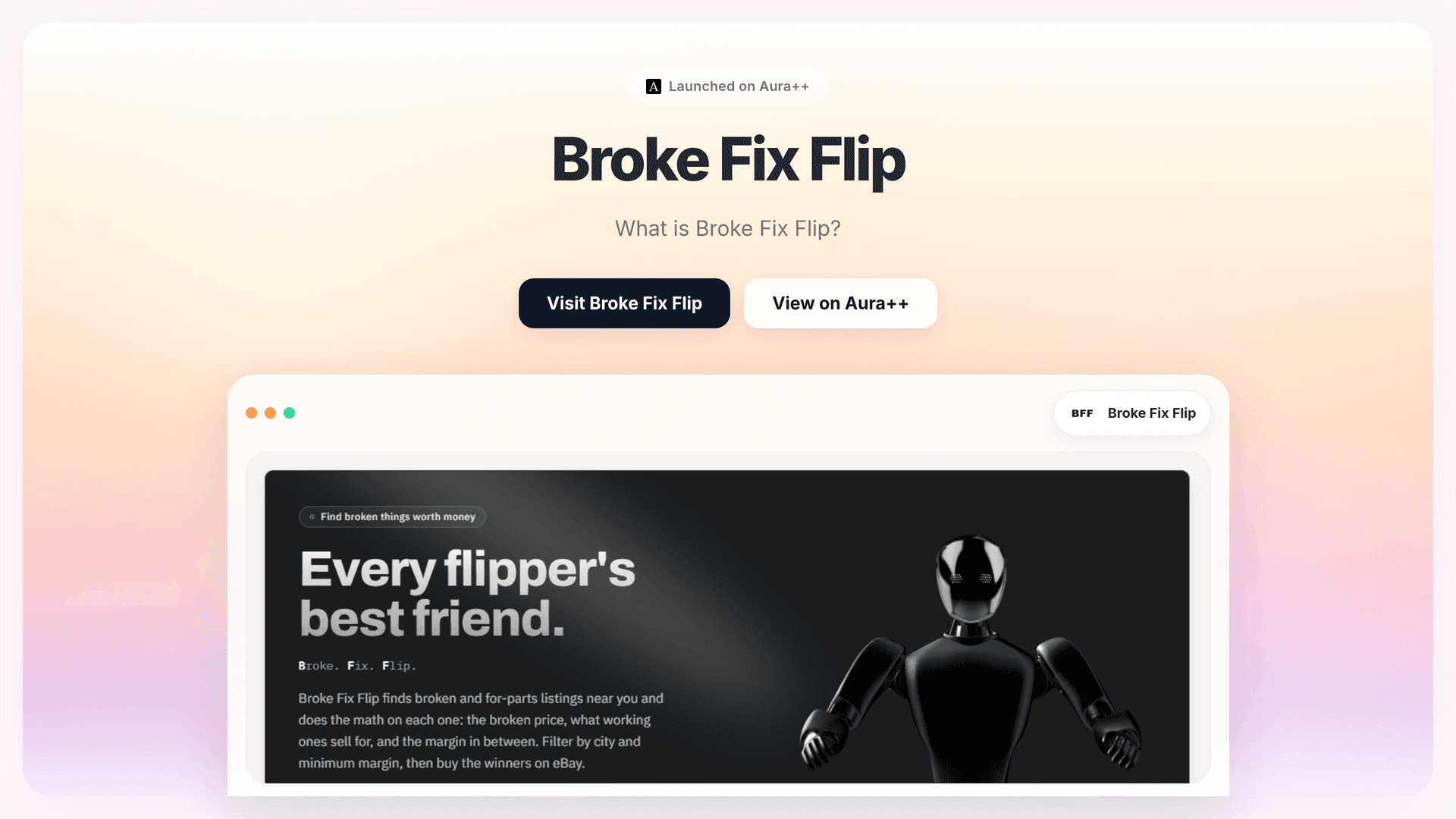 Broke Fix Flip launch story featured image on Aura++