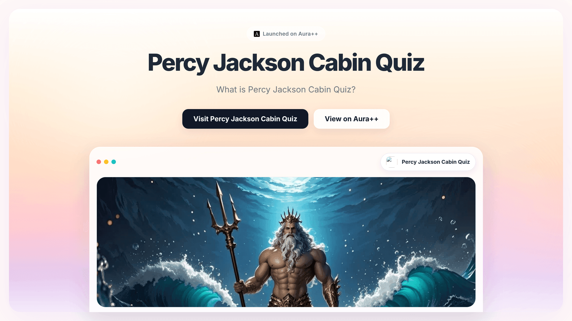 Percy Jackson Cabin Quiz launch story featured image on Aura++