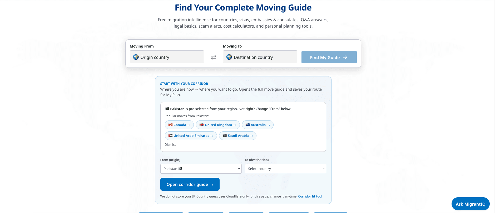 MigrantIQ: Global Migration Planning Tool product preview for startup listing on Aura++