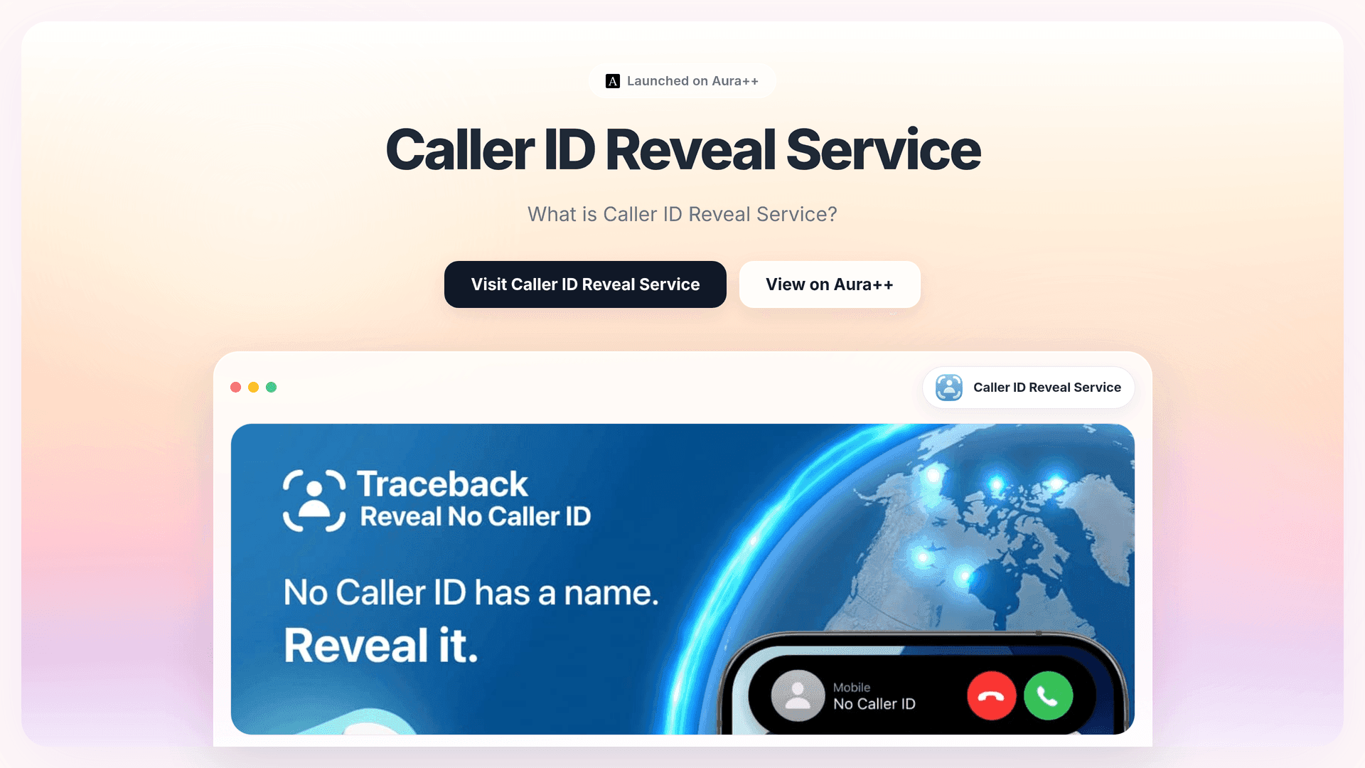 Caller ID Reveal Service launch story featured image on Aura++
