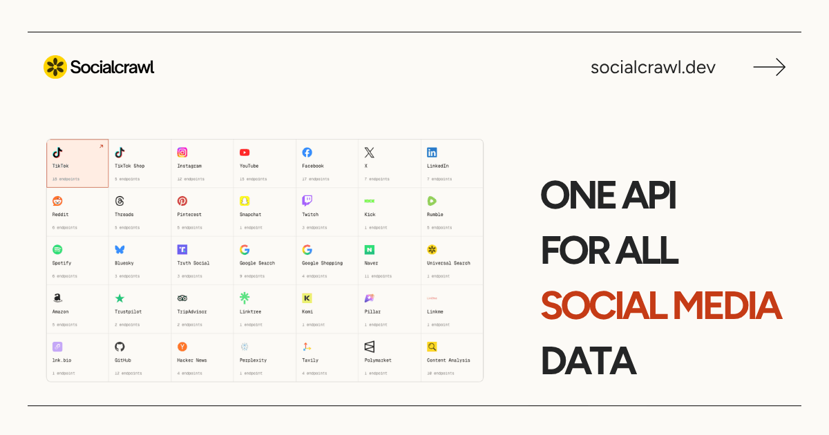 SocialCrawl product preview for startup listing on Aura++