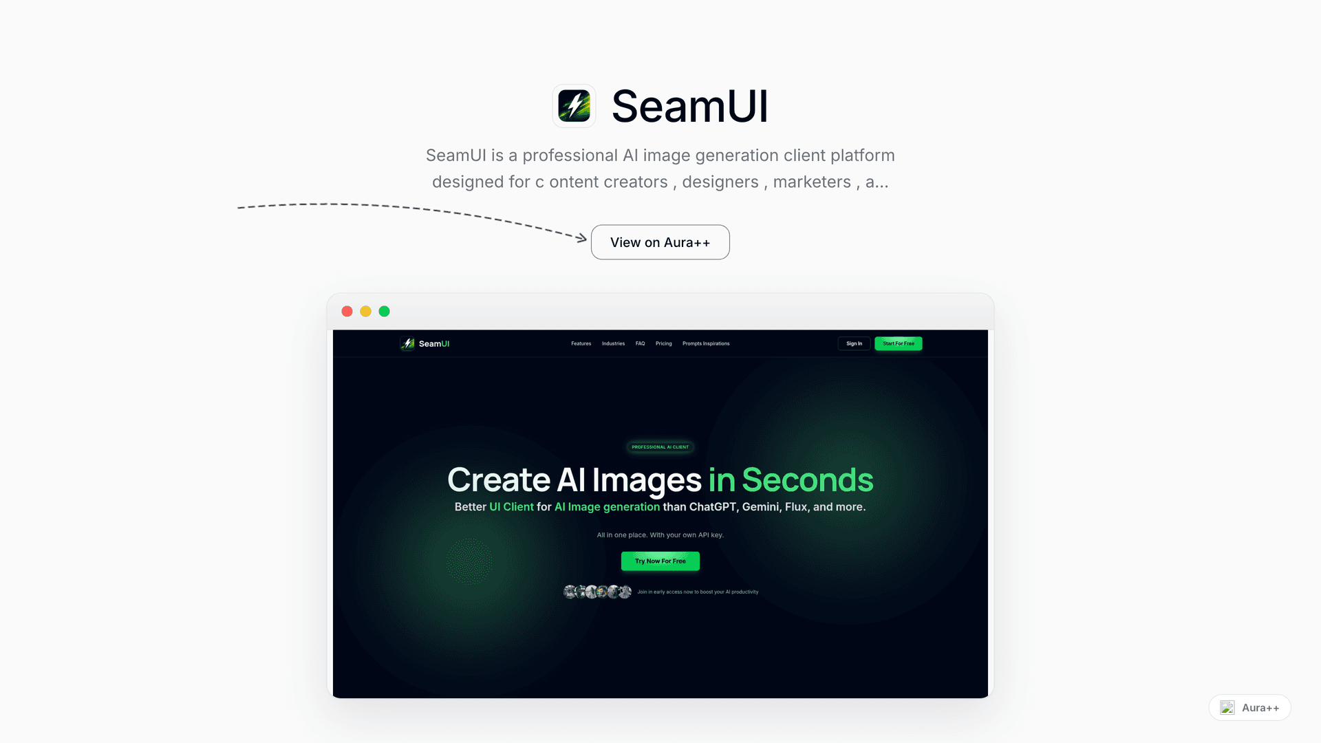 SeamUI - AI Harness for Image and Video launch story featured image on Aura++