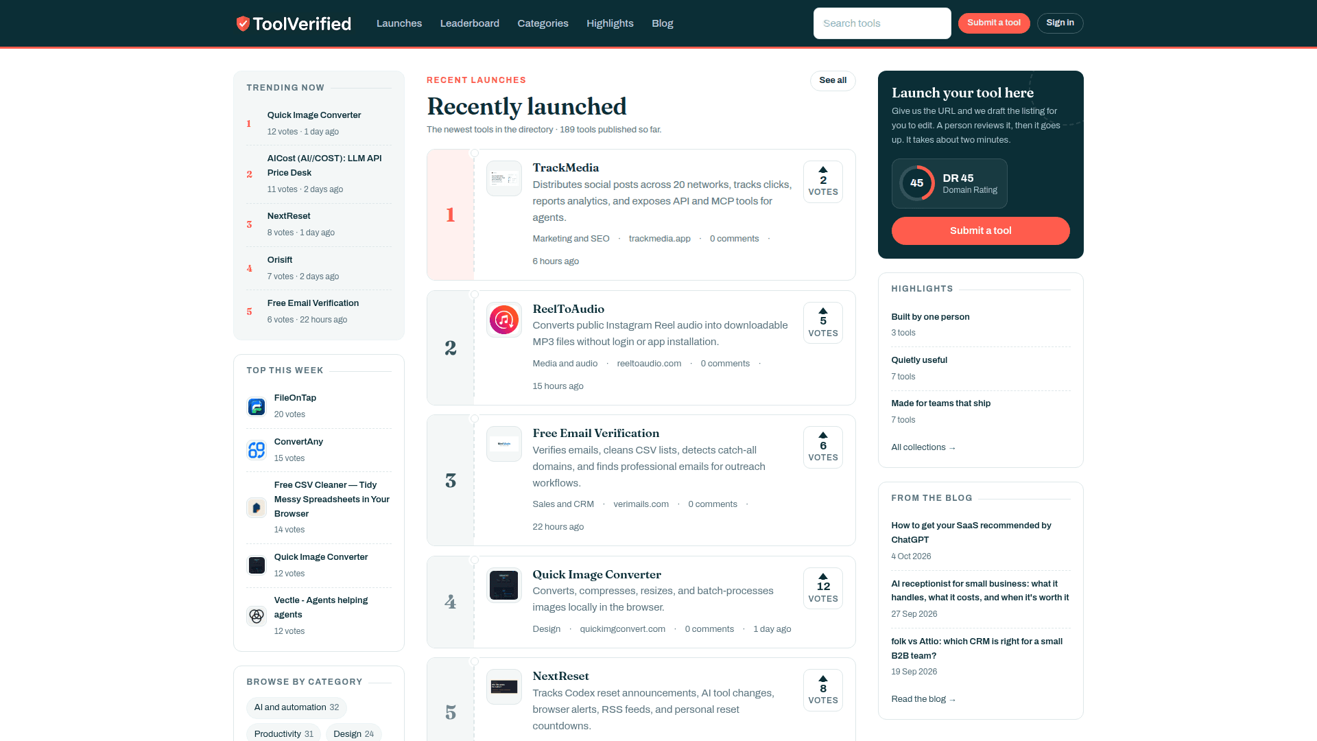 ToolVerified Directory product preview for startup listing on Aura++