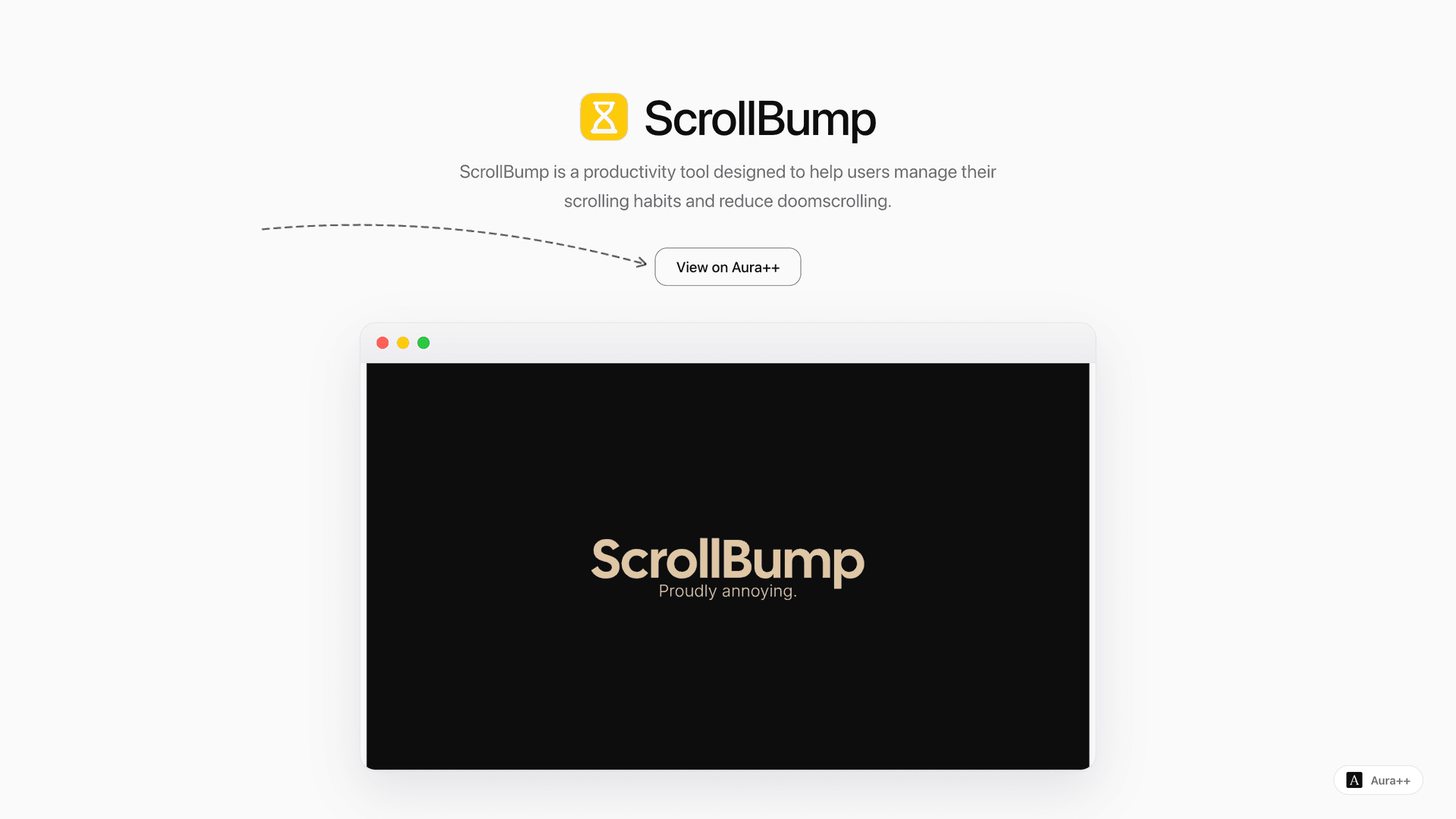 ScrollBump - Break App for Doomscrolling launch story featured image on Aura++