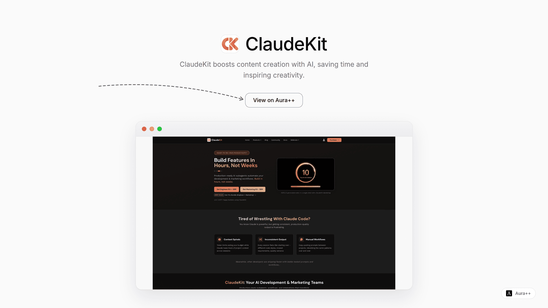 ClaudeKit launch story featured image on Aura++