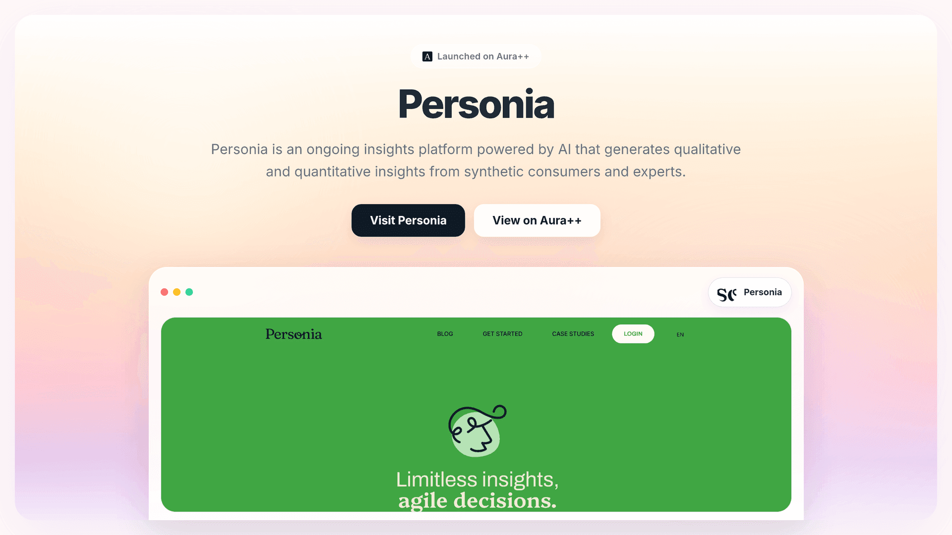 Personia launch story featured image on Aura++