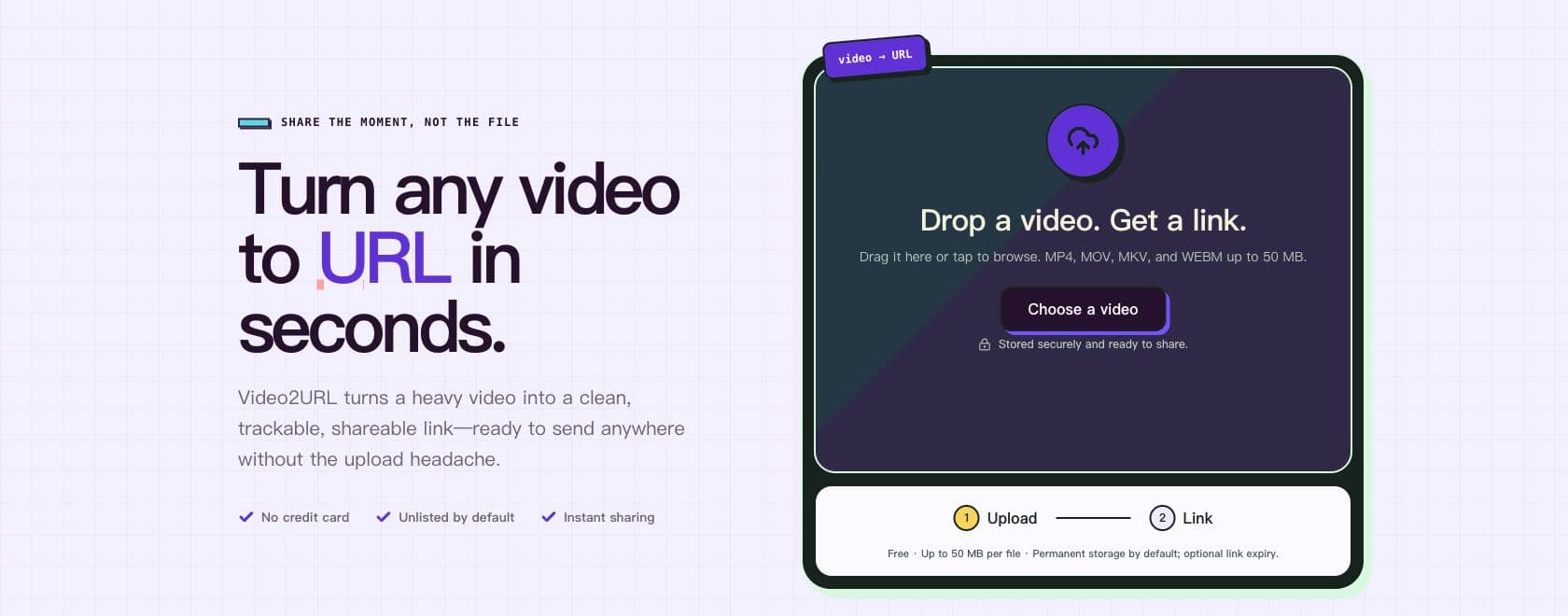 Video2URL product preview for startup listing on Aura++