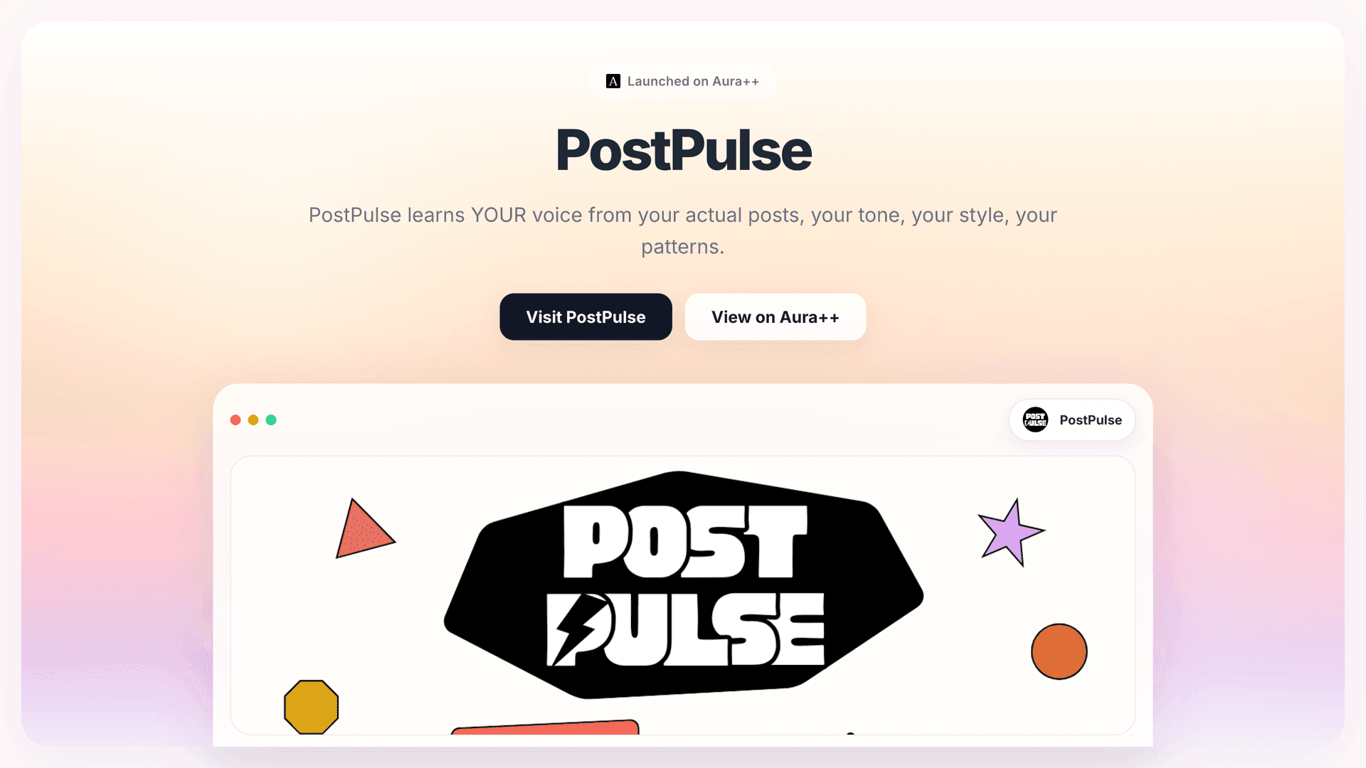 PostPulse launch story featured image on Aura++
