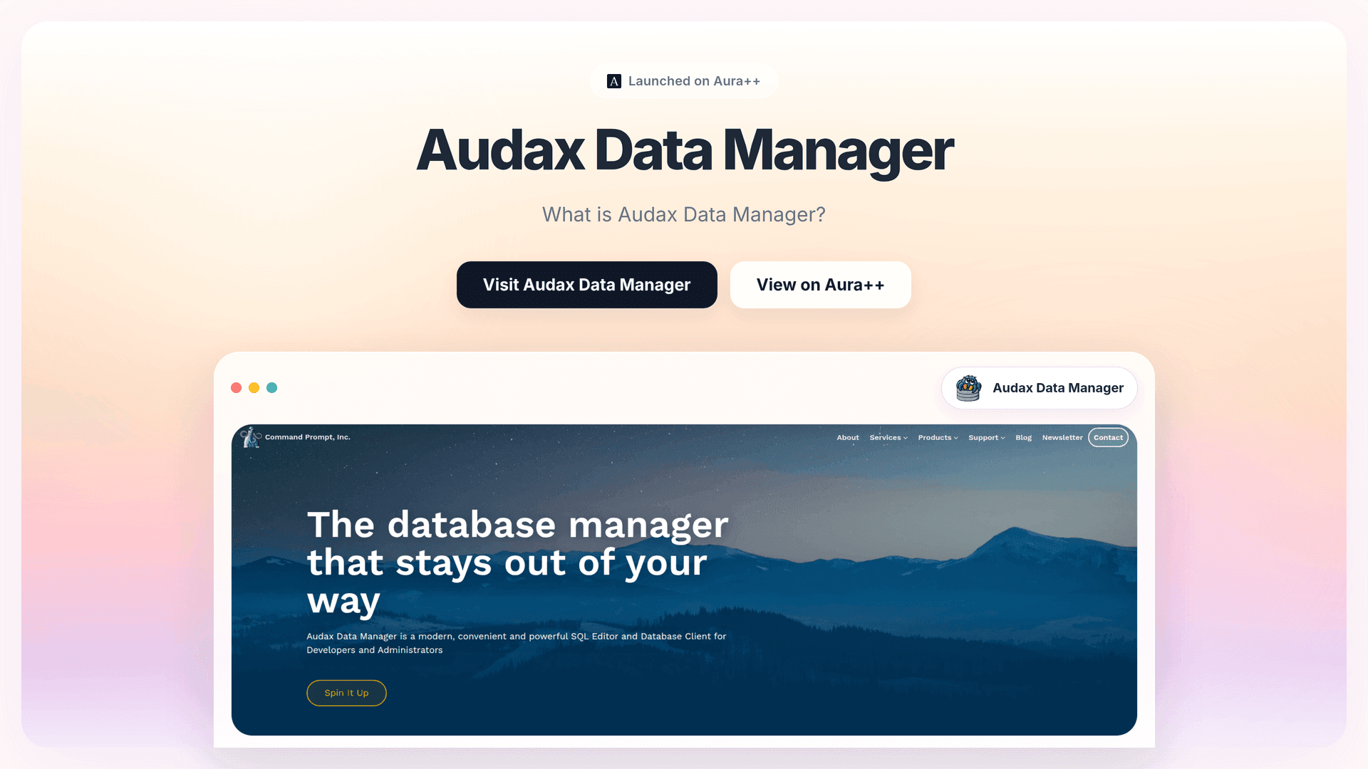 Audax Data Manager launch story featured image on Aura++