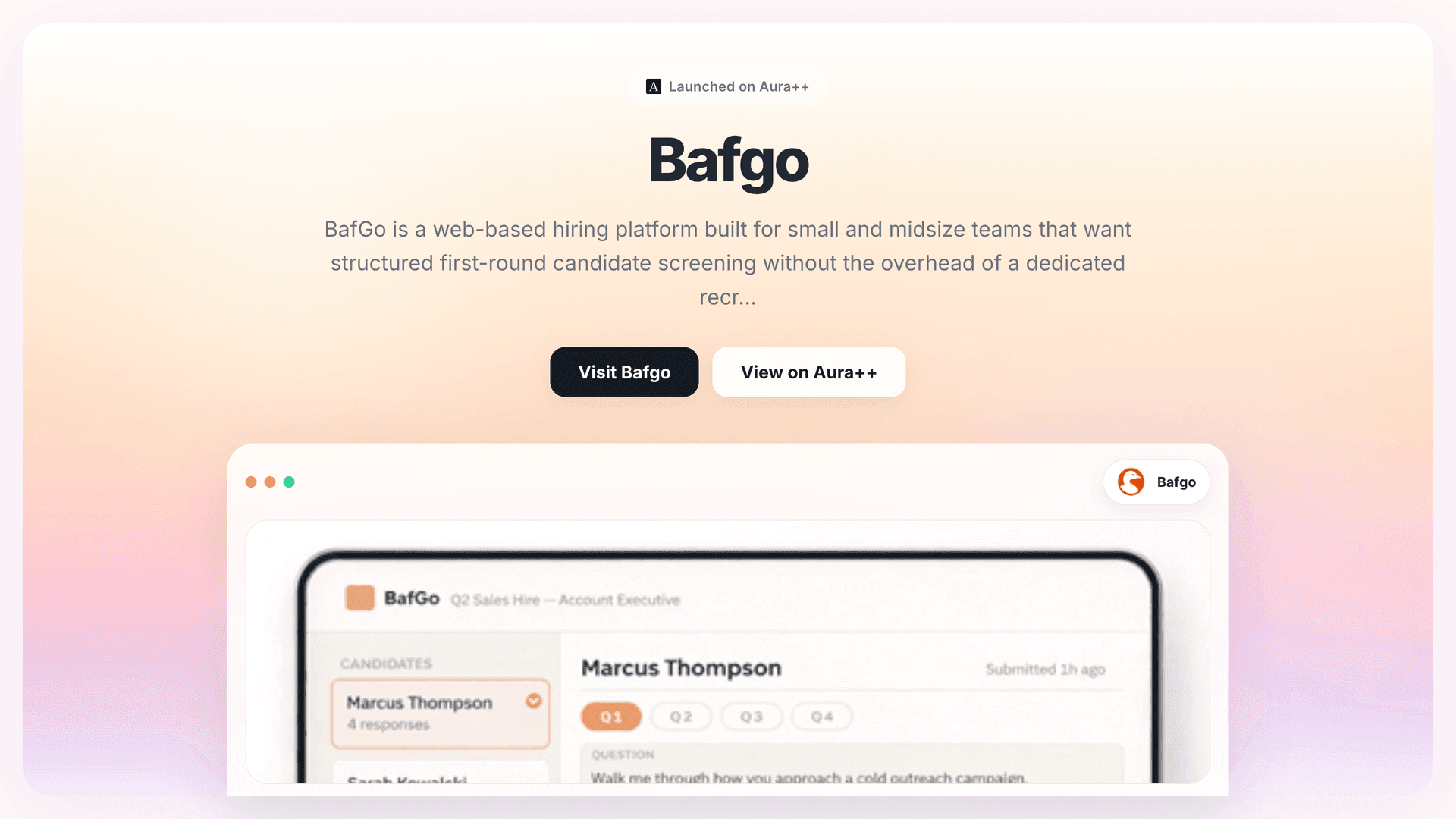 Bafgo launch story featured image on Aura++