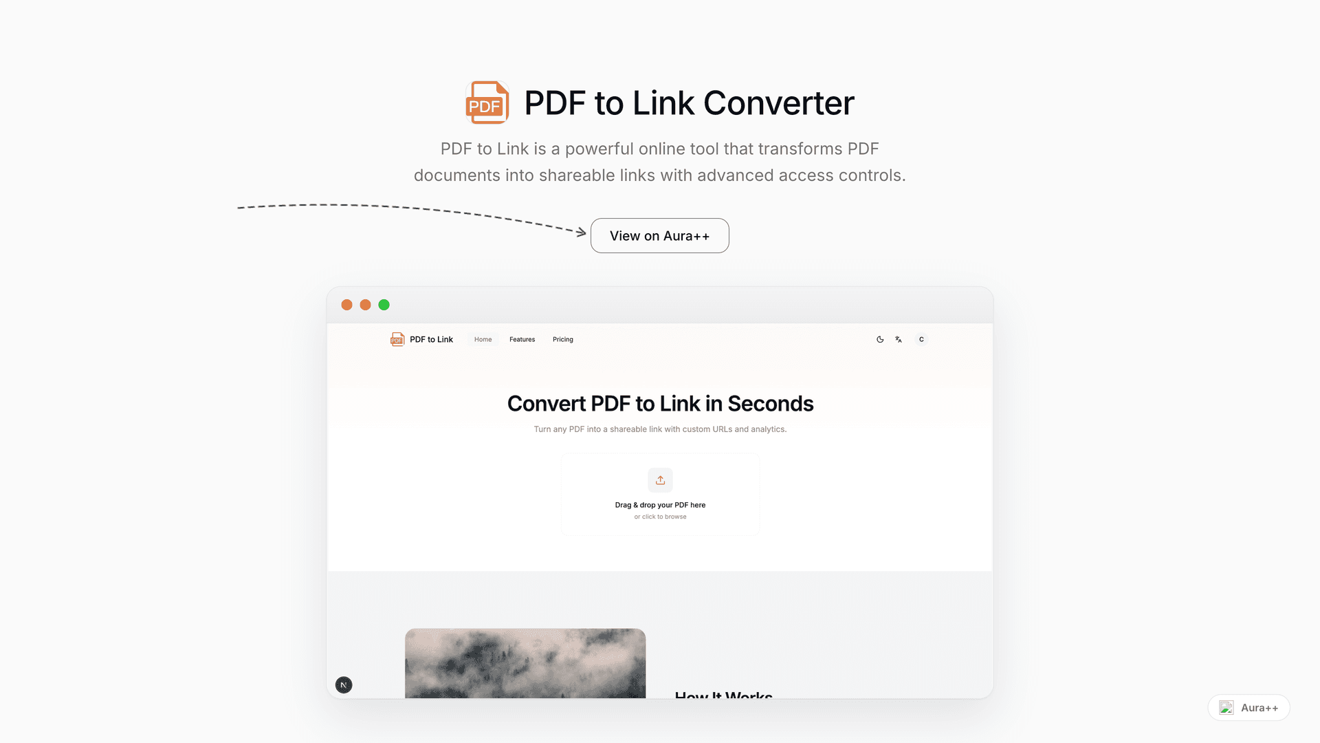 PDF to Link Converter launch story featured image on Aura++