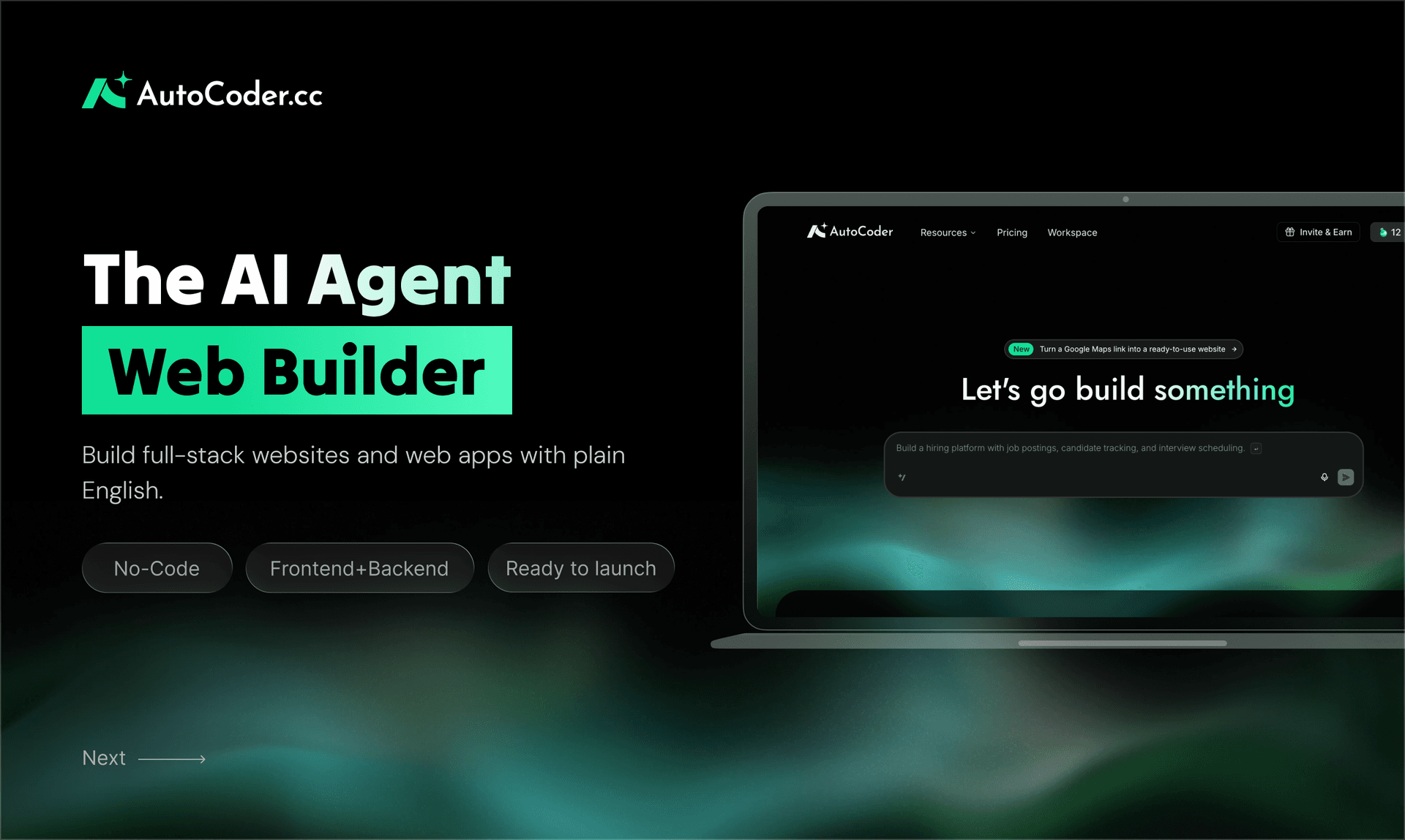 AutoCoder.cc product preview for startup listing on Aura++
