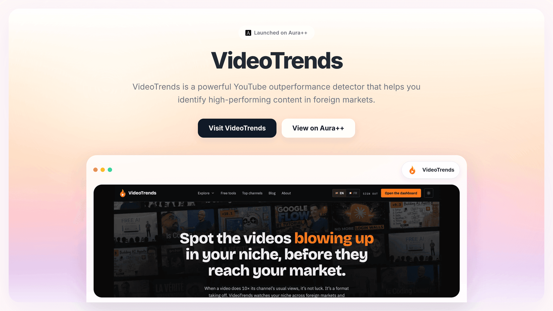 VideoTrends launch story featured image on Aura++